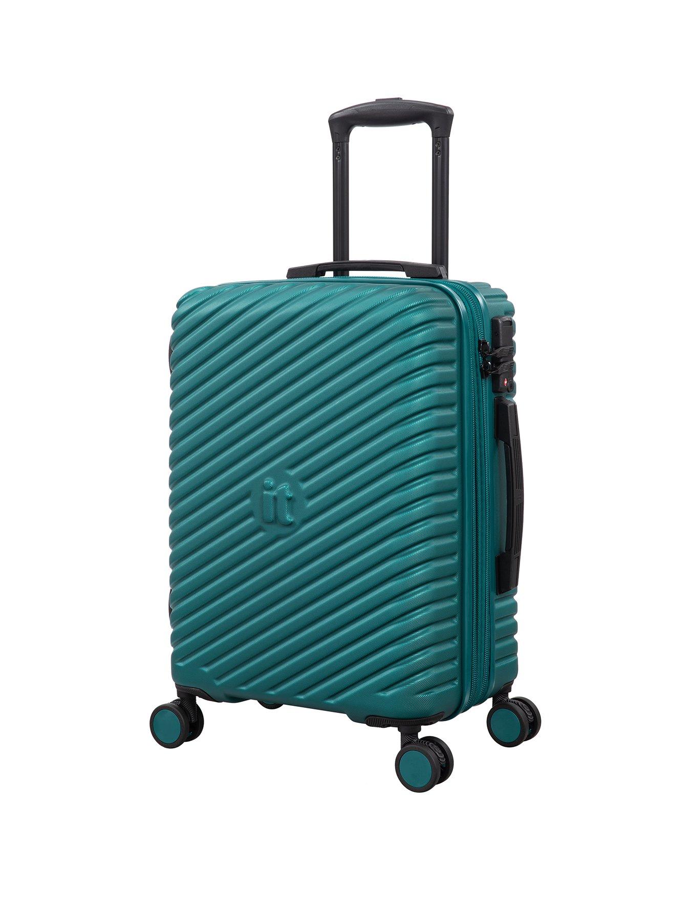 Image 1 of 6 of it Luggage Pleating Teal Green Cabin Suitcase