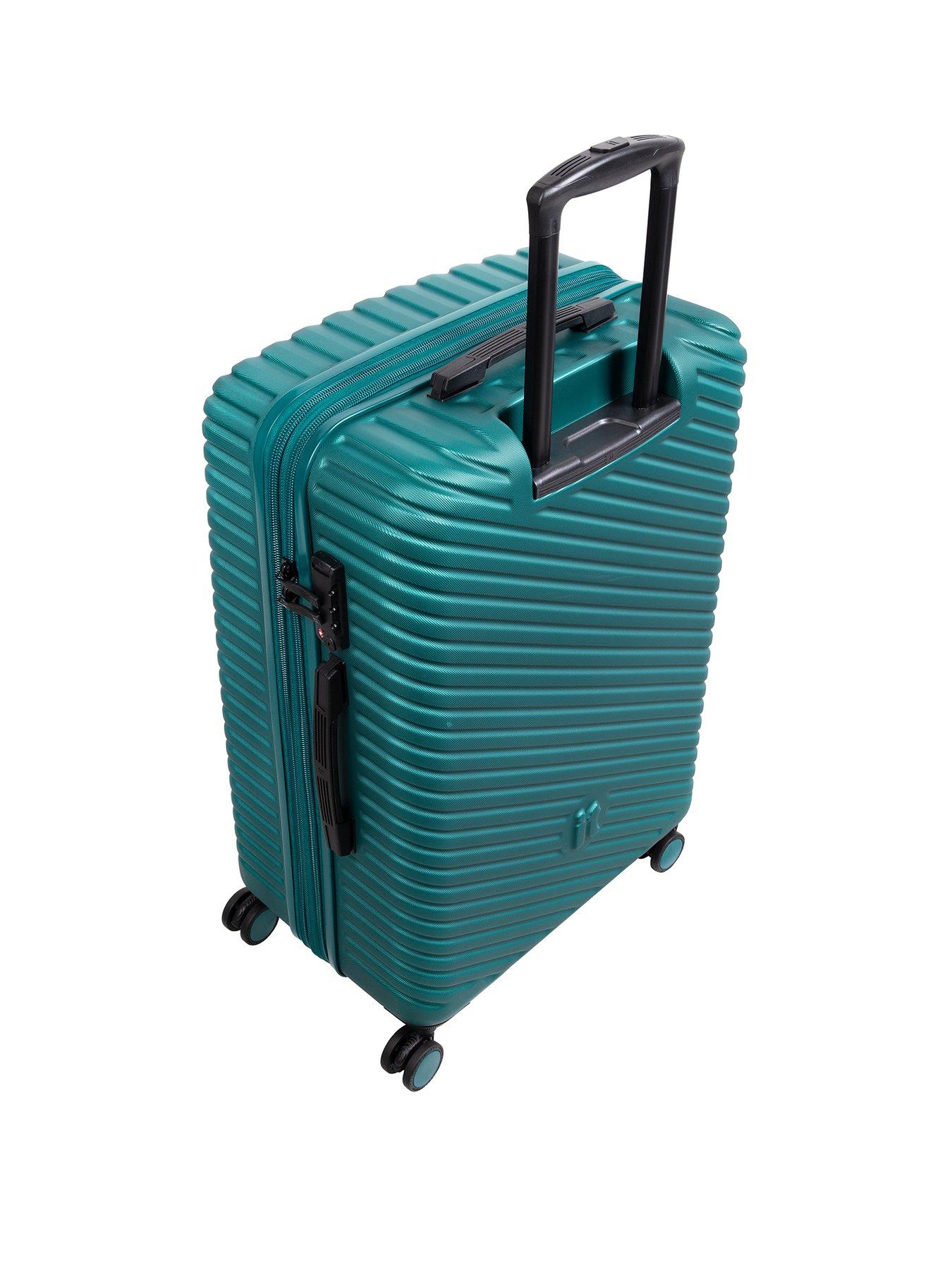 Image 2 of 6 of it Luggage Pleating Teal Green Cabin Suitcase