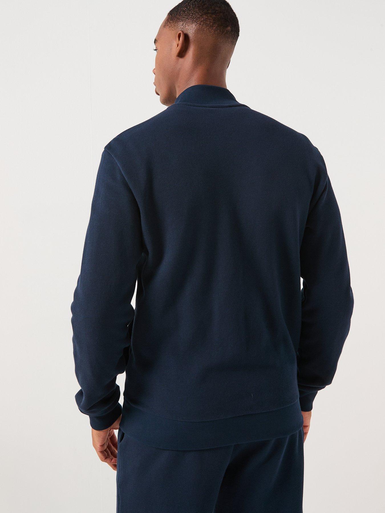 Image 2 of 5 of Emporio Armani Bodywear Iconic Piquet Zip Through Sweat Top - Navy