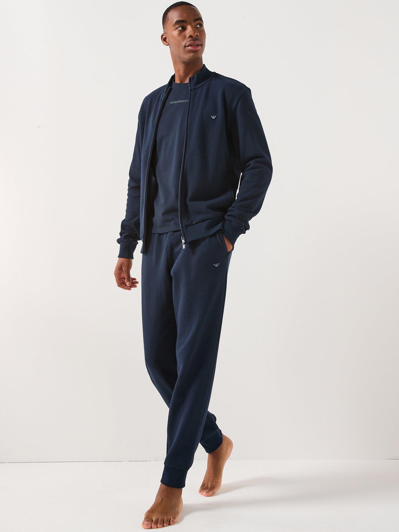 Image 3 of 5 of Emporio Armani Bodywear Iconic Piquet Zip Through Sweat Top - Navy