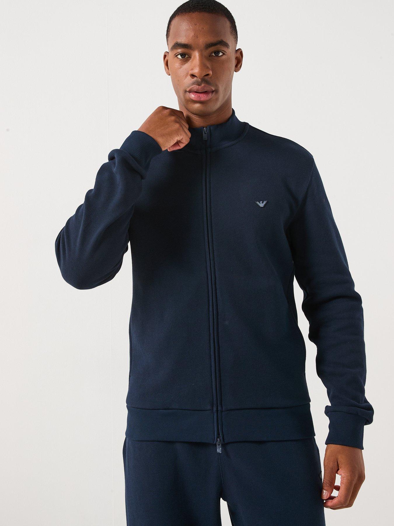 Image 5 of 5 of Emporio Armani Bodywear Iconic Piquet Zip Through Sweat Top - Navy
