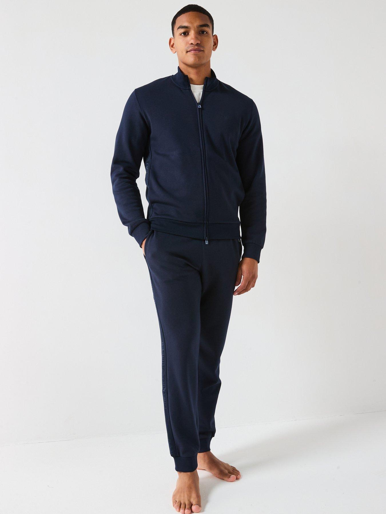 Emporio Armani Bodywear Basic Terry Tape Zip Through Lounge Set - Navy ...