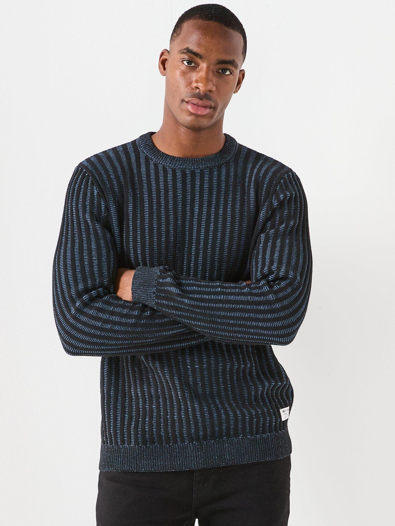Image 1 of 6 of ONLY & SONS Brant Crew Knitted Jumper - Indigo
