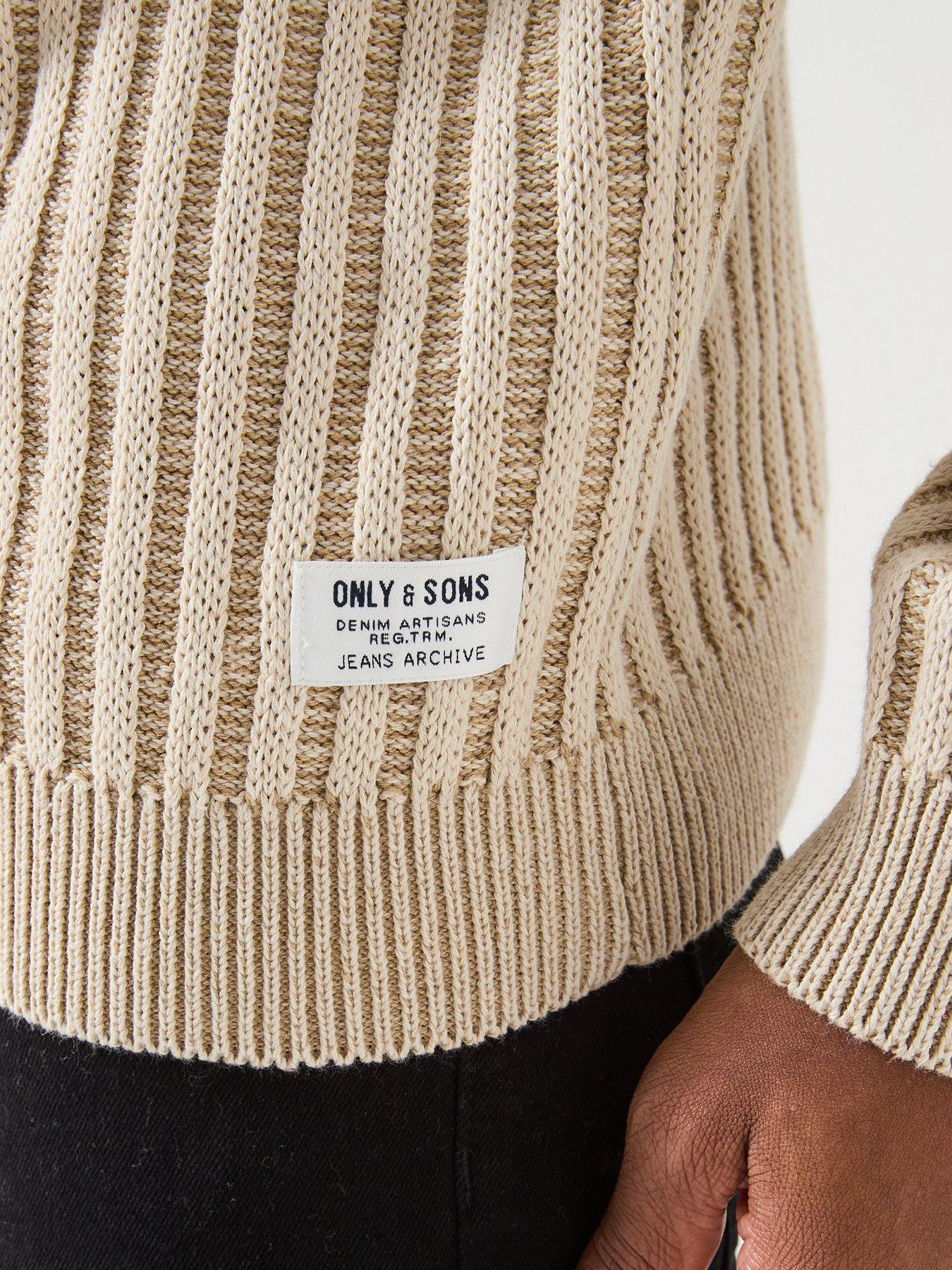 Image 6 of 6 of ONLY & SONS Brant Crew Knitted Jumper - Beige