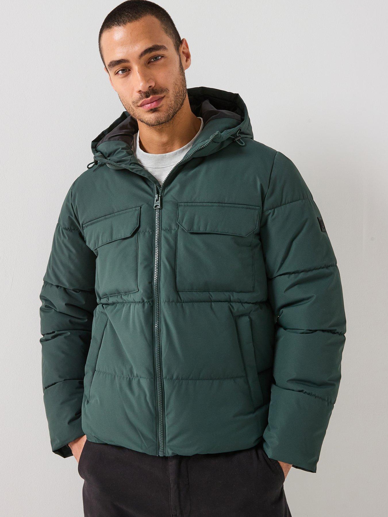 ONLY & SONS Elijah Padded Hooded Coat - Dark Green
