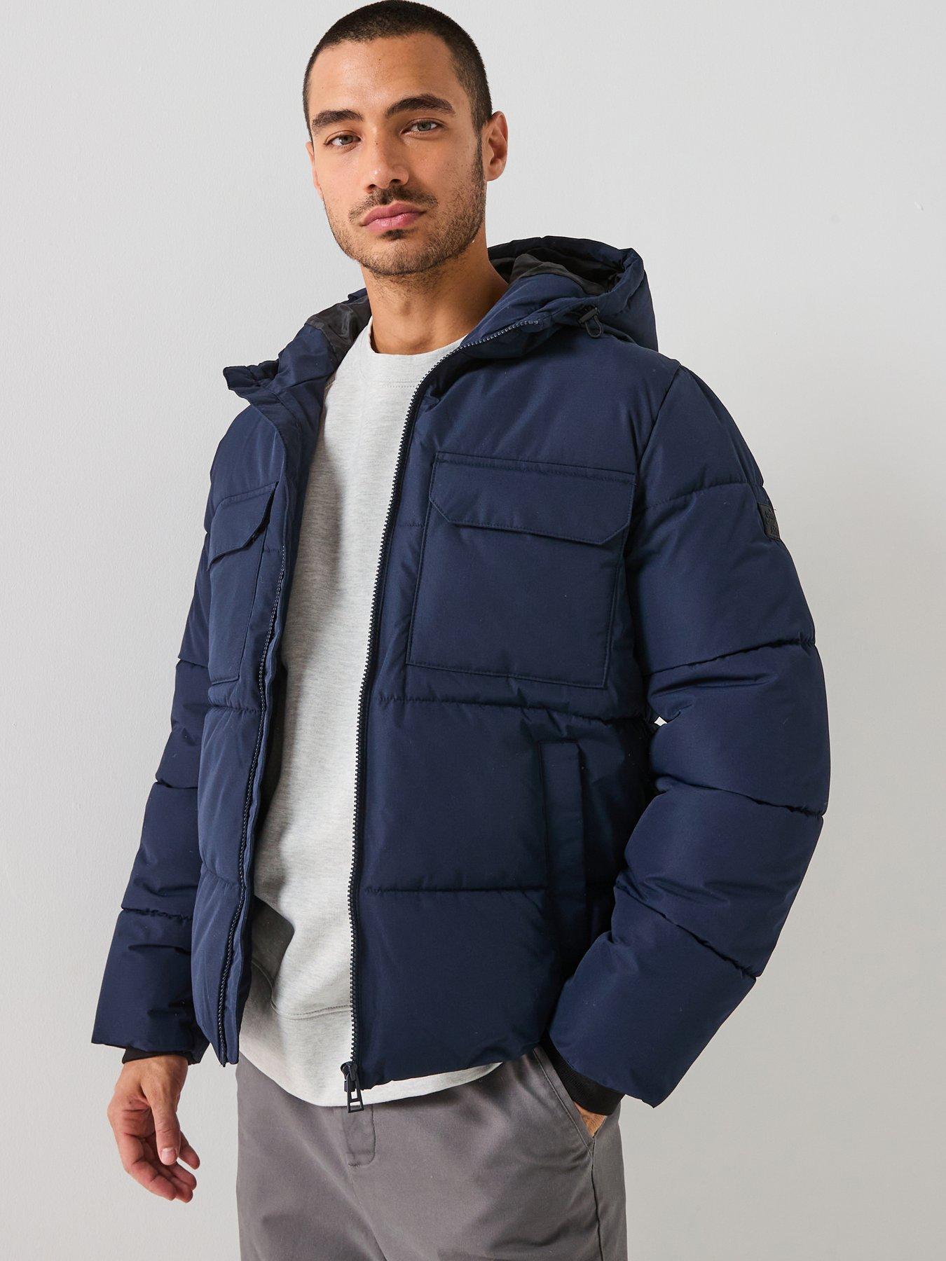  image of only-sons-elijah-padded-hooded-coat-navy