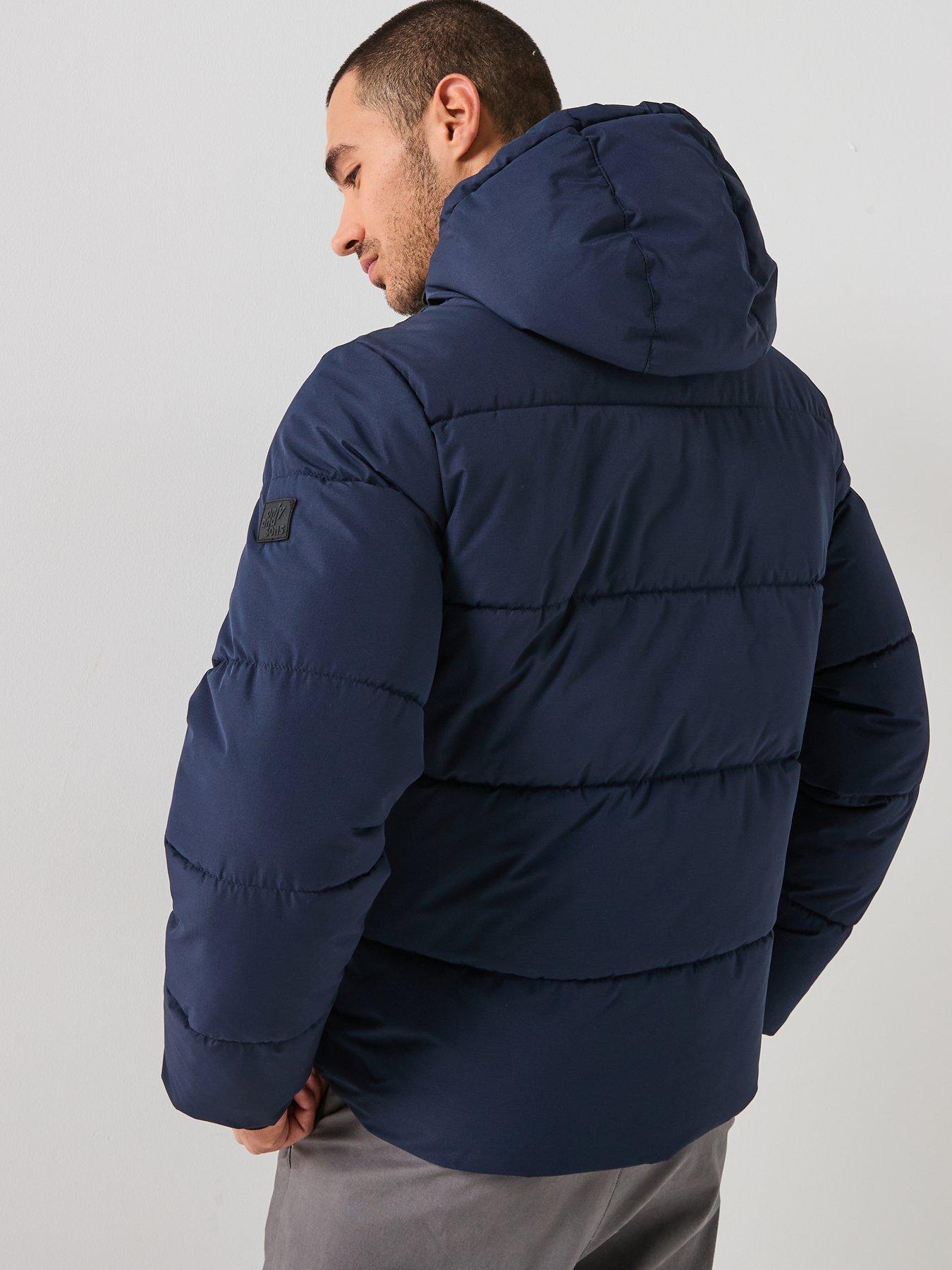  image of only-sons-elijah-padded-hooded-coat-navy