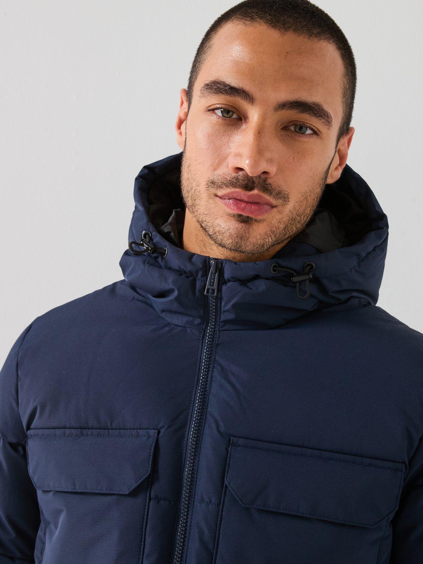  image of only-sons-elijah-padded-hooded-coat-navy
