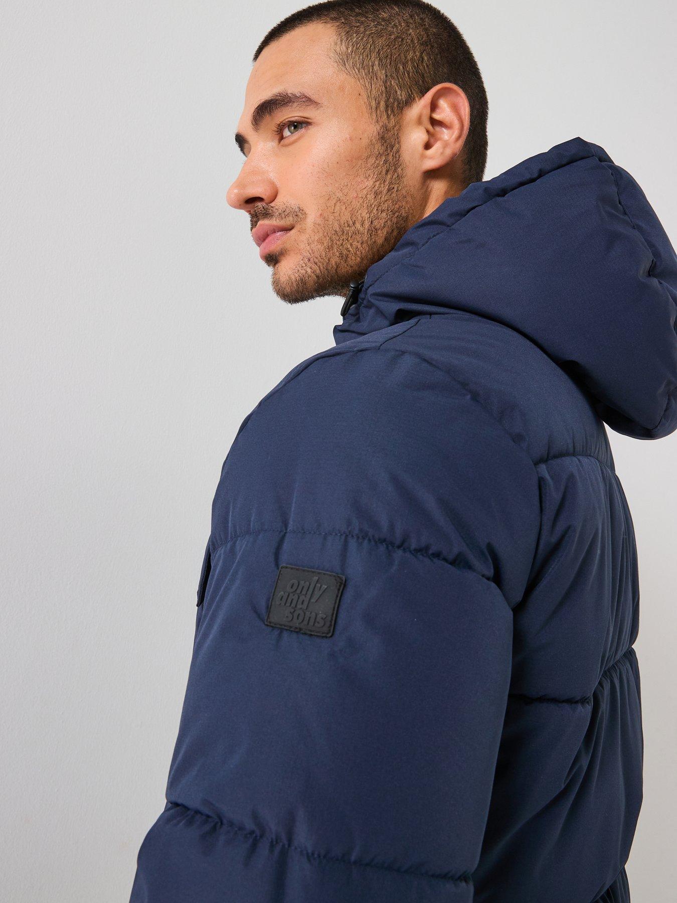  image of only-sons-elijah-padded-hooded-coat-navy