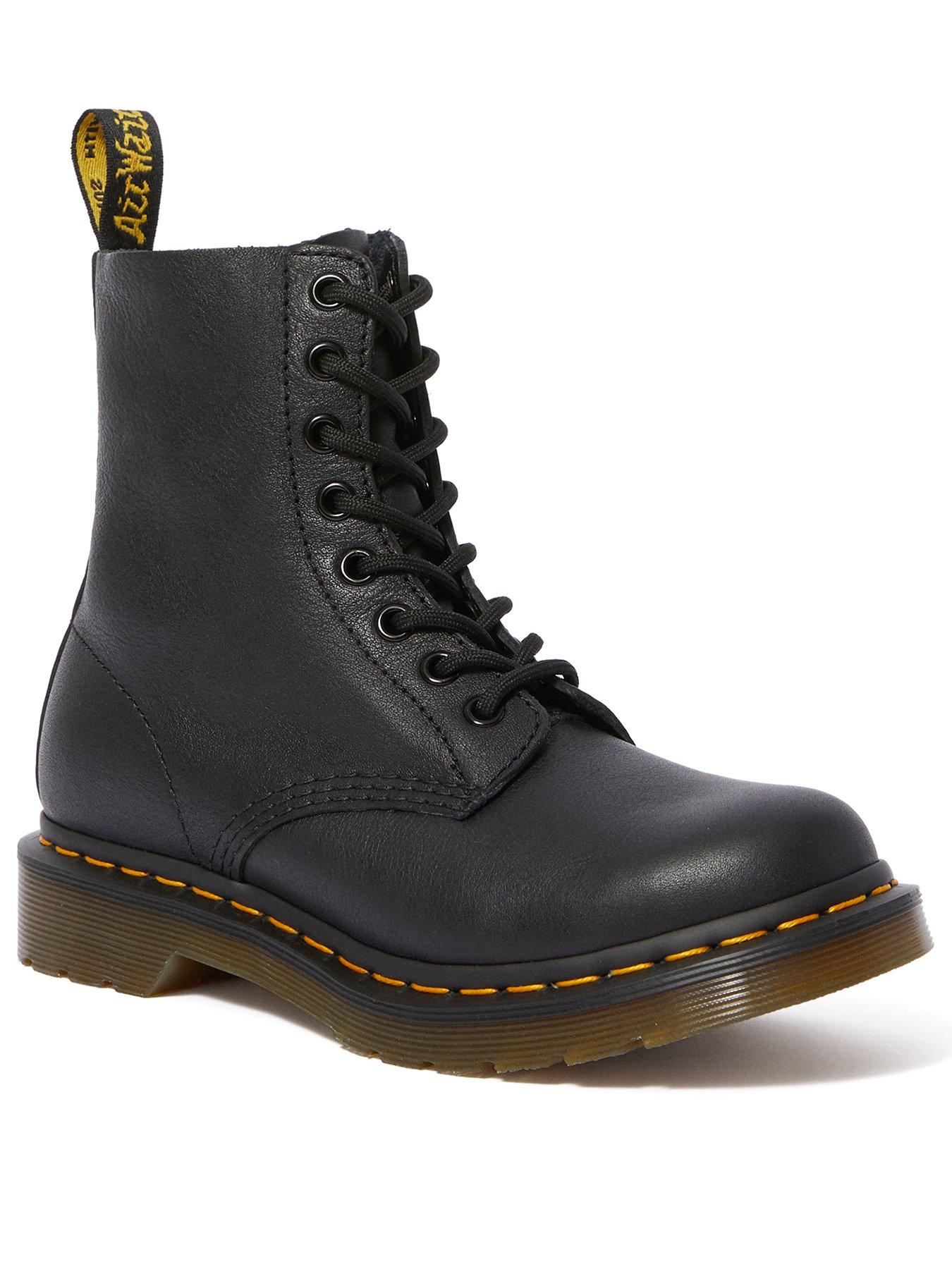 Image 3 of 8 of Dr Martens Womens 1460 Pascal Soft Virginia Leather 8-Eye Lace-Up Ankle Boots - Black