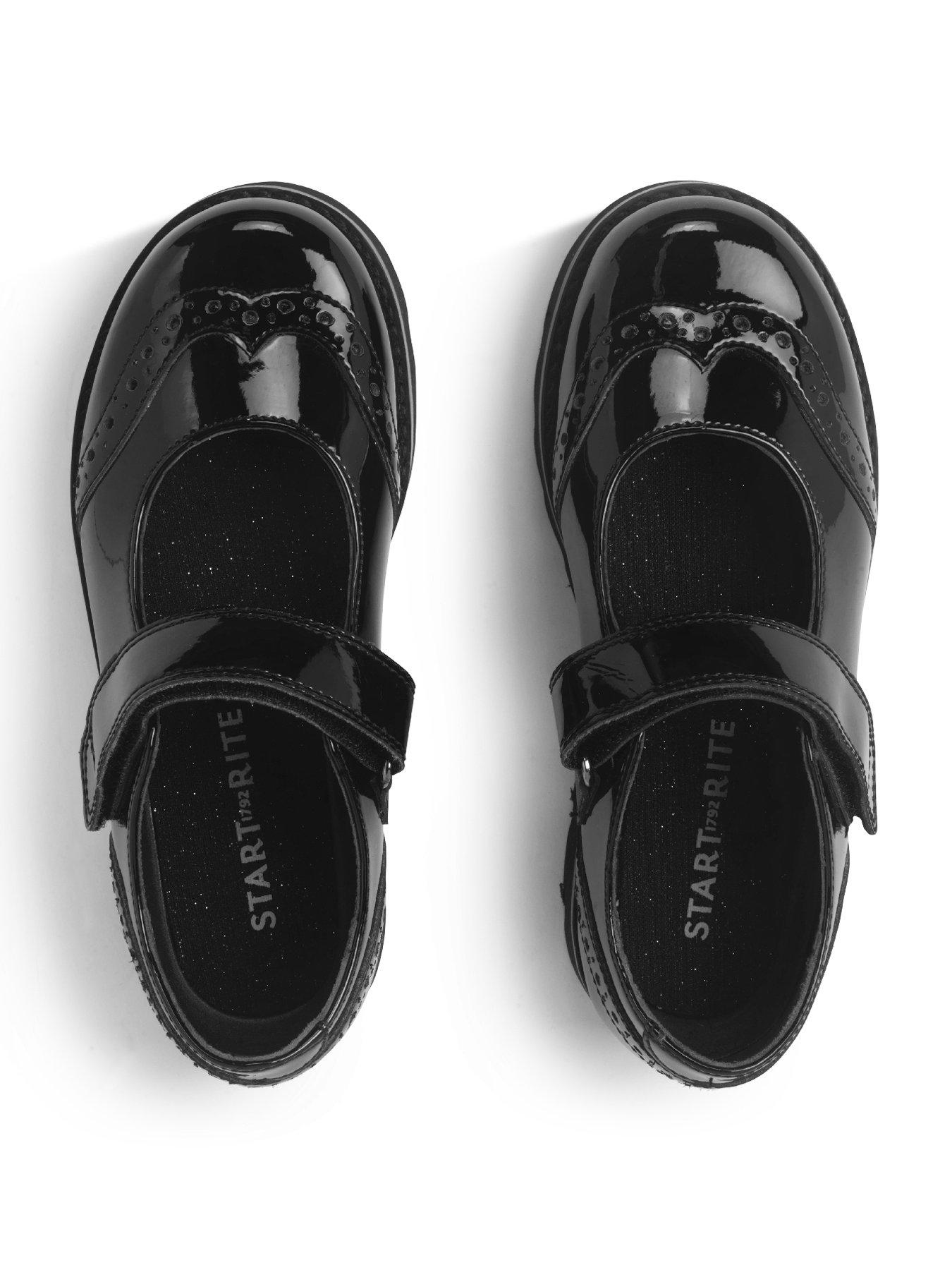 Image 7 of 7 of Start-rite Cosmos Girls Black Patent Mary Jane Riptape School Shoes