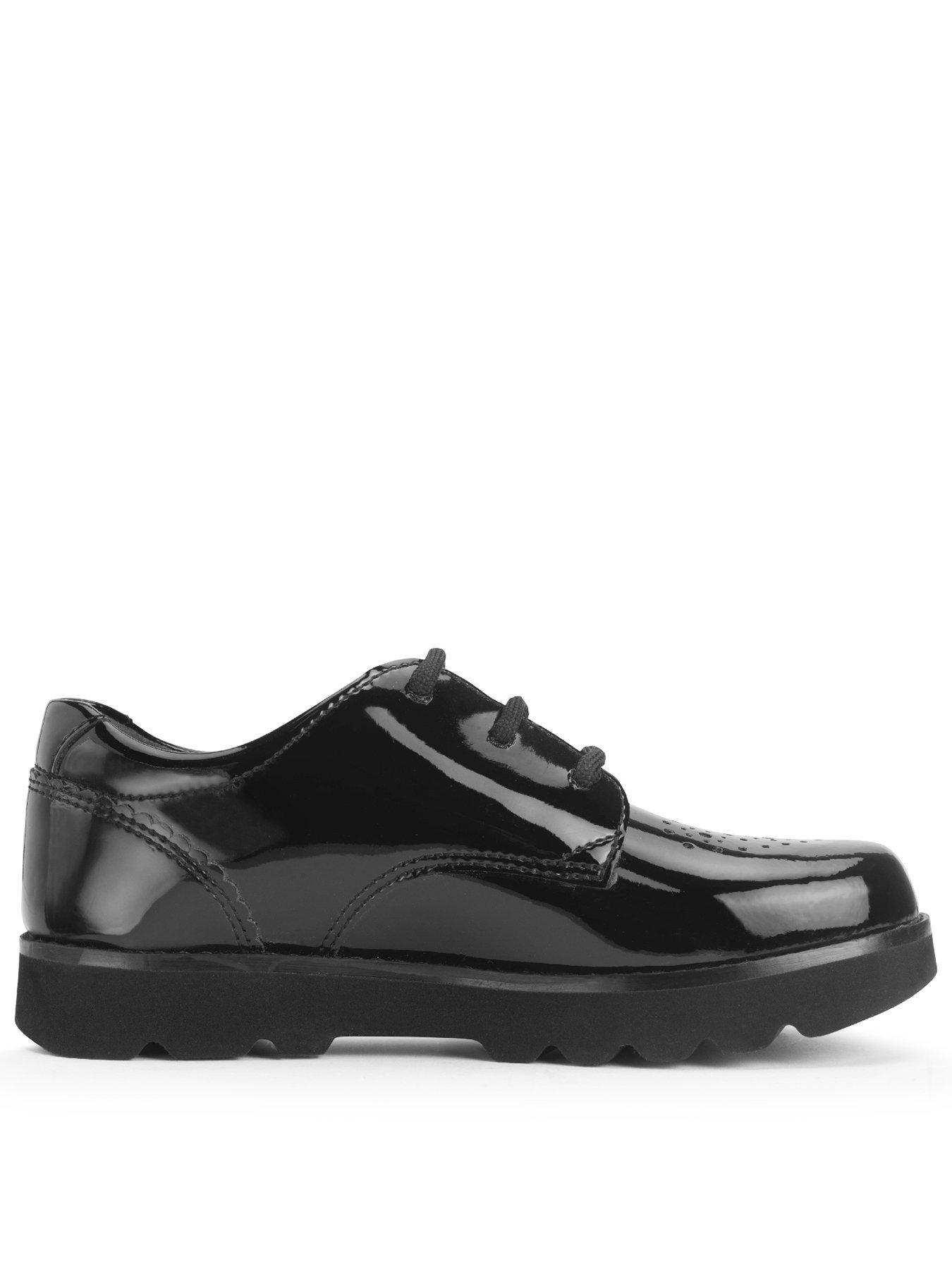 Start-rite Luna Girls Black Patent Lace Up Closed School Shoes