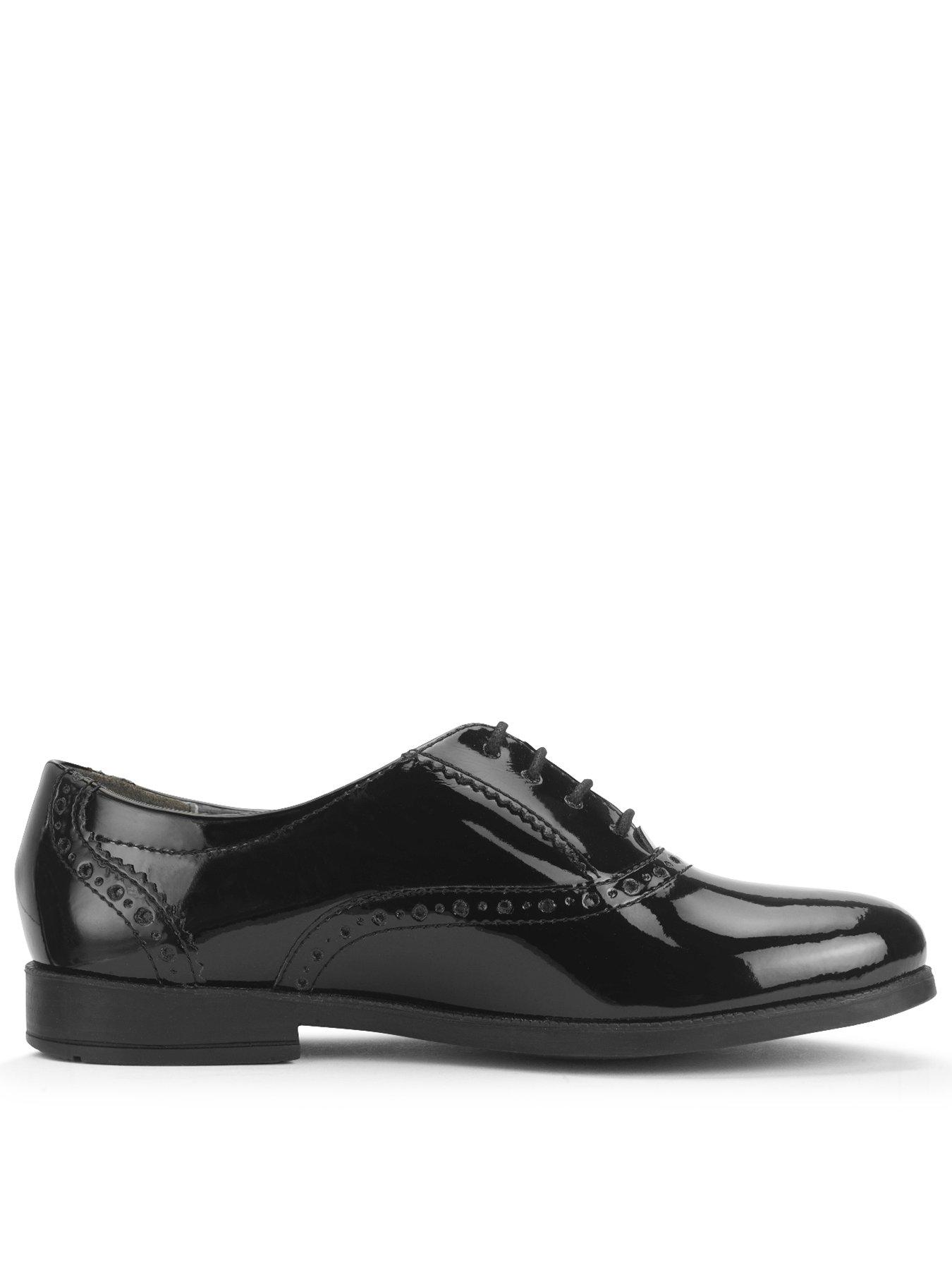 undefined Hermione Girls Black Patent Closed Lace Up School Shoes