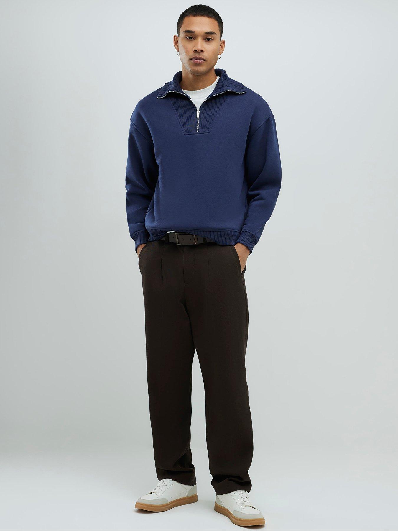  image of river-island-essentials-14-zip-sweat-navy