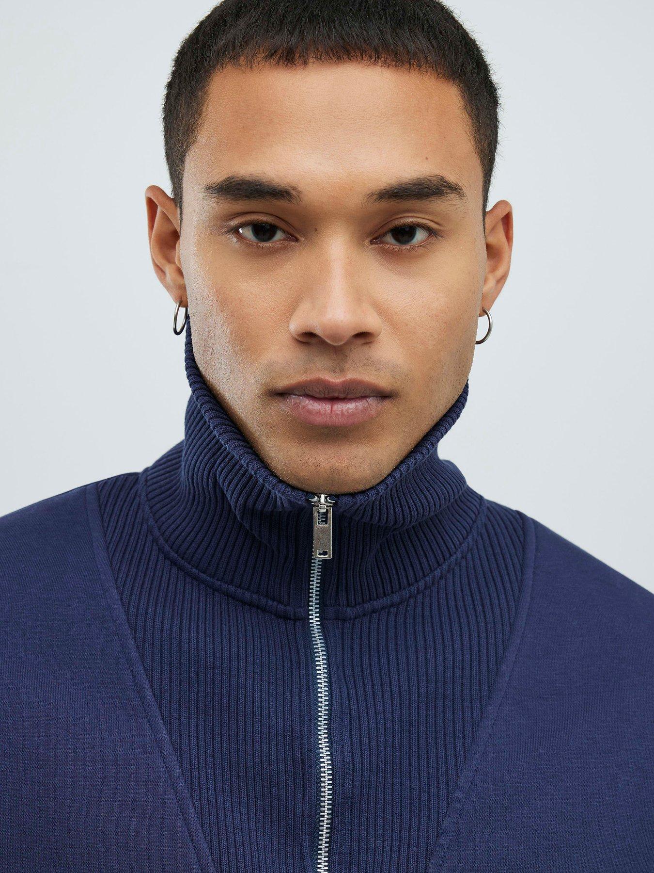  image of river-island-essentials-14-zip-sweat-navy
