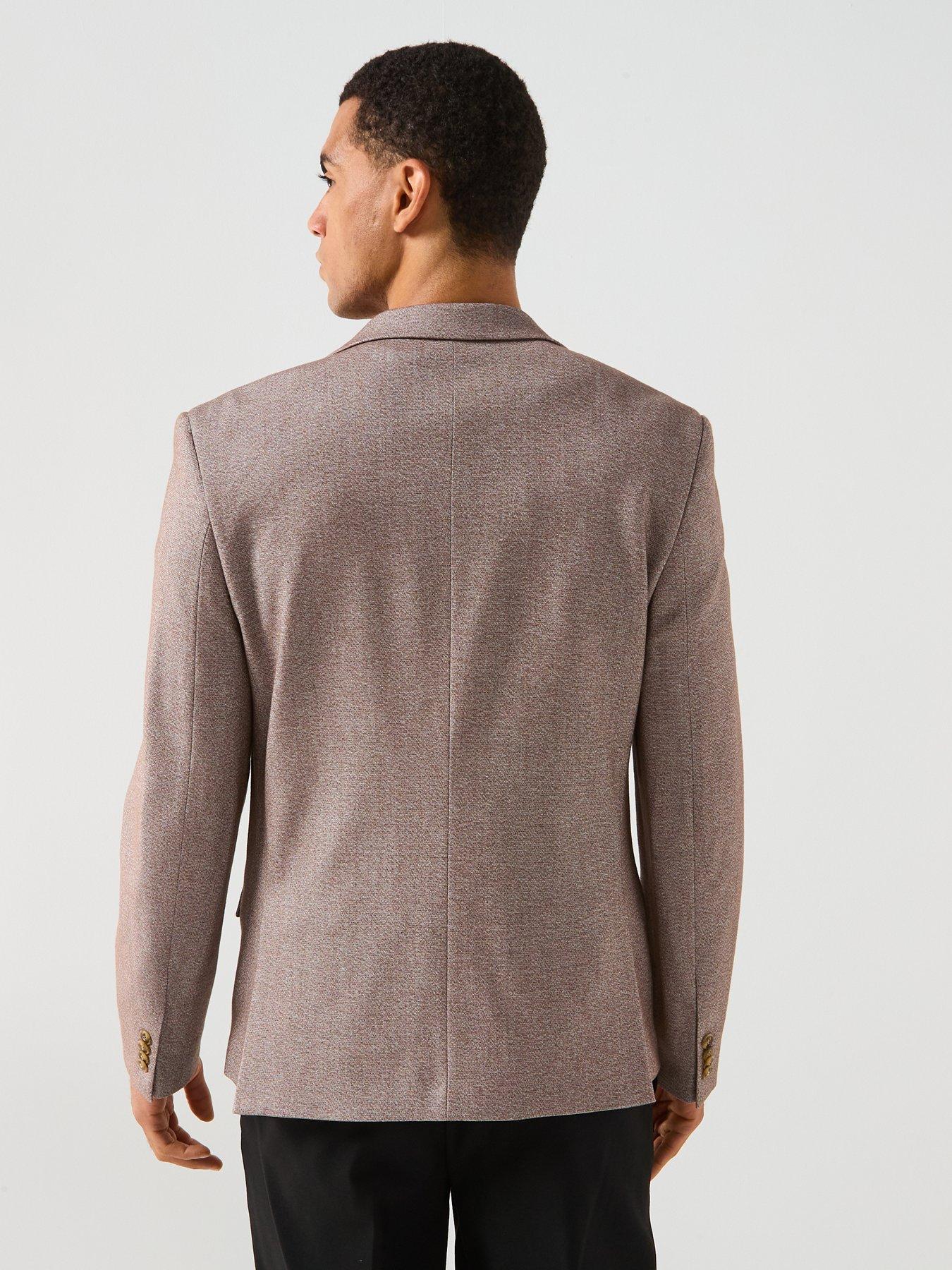 Image 2 of 6 of River Island Slim Fit Textured Suit Jacket - Beige