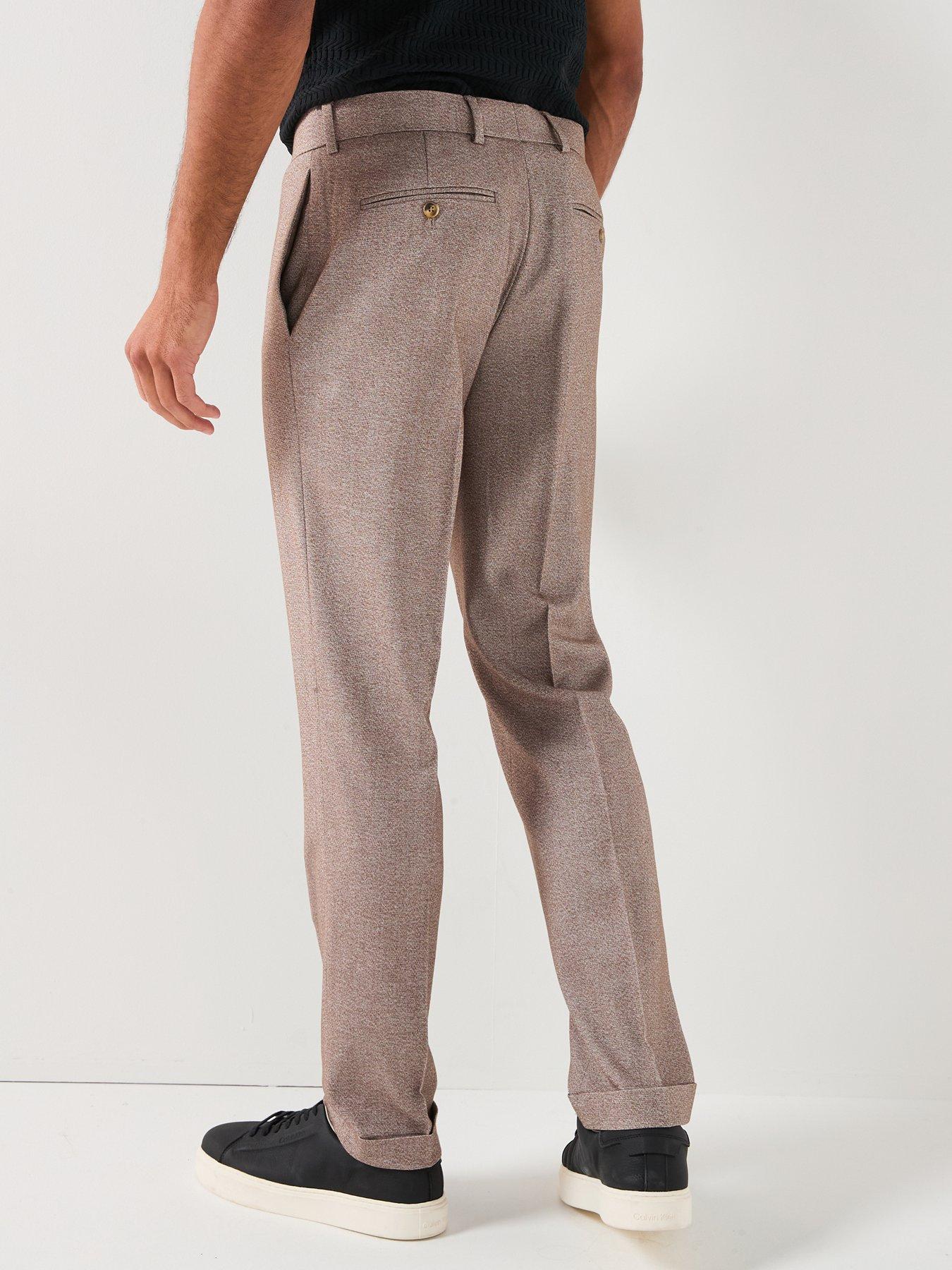 Image 2 of 6 of River Island Slim Fit Textured Suit Trousers - Beige