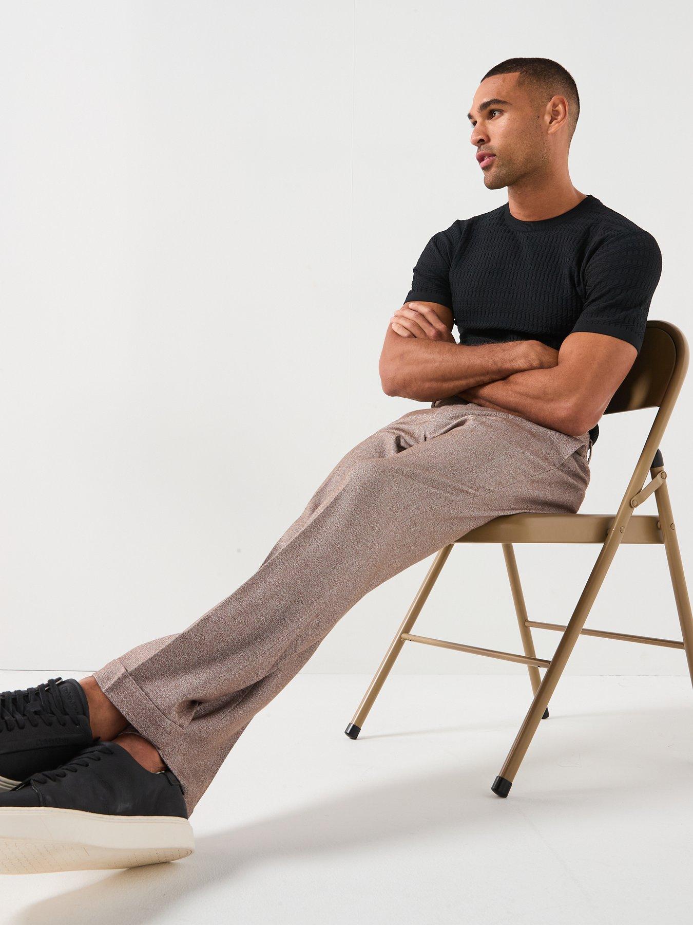 Image 5 of 5 of River Island Slim Fit Textured Suit Trousers - Beige