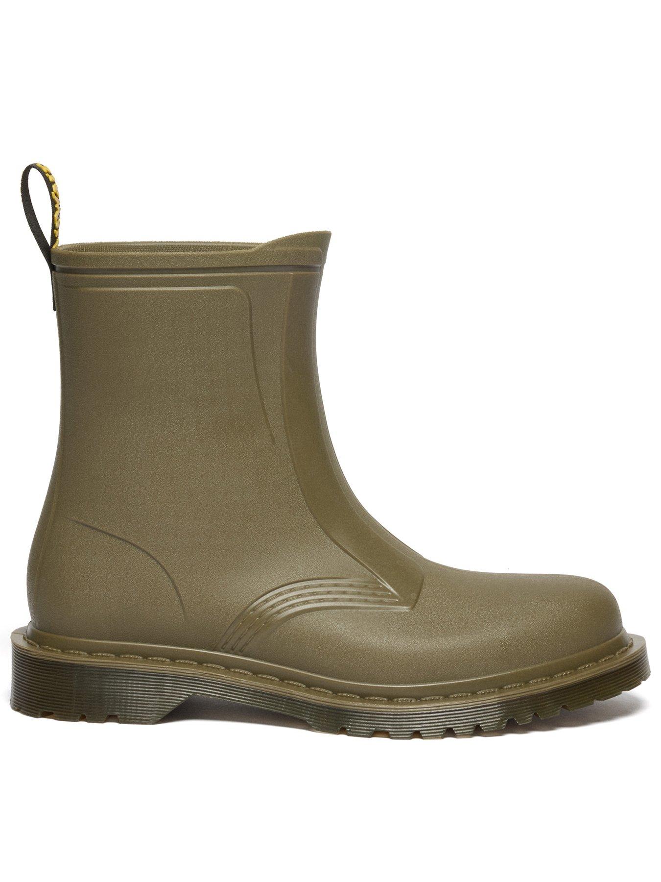 front image of dr-martens-1460-rain-boot-olive-green