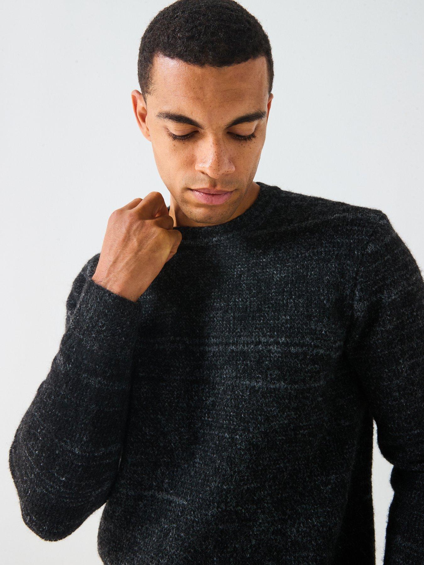  image of only-sons-regular-fit-long-sleeve-crew-neck-knitted-jumper-black