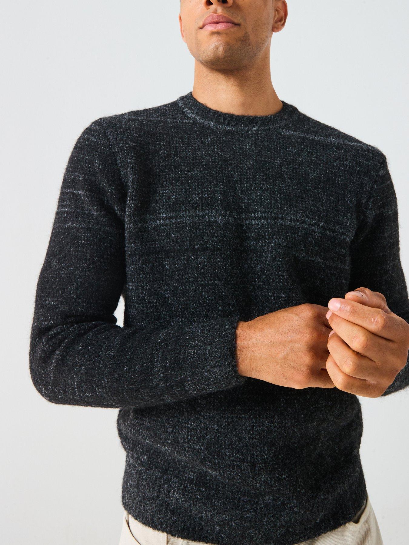  image of only-sons-regular-fit-long-sleeve-crew-neck-knitted-jumper-black