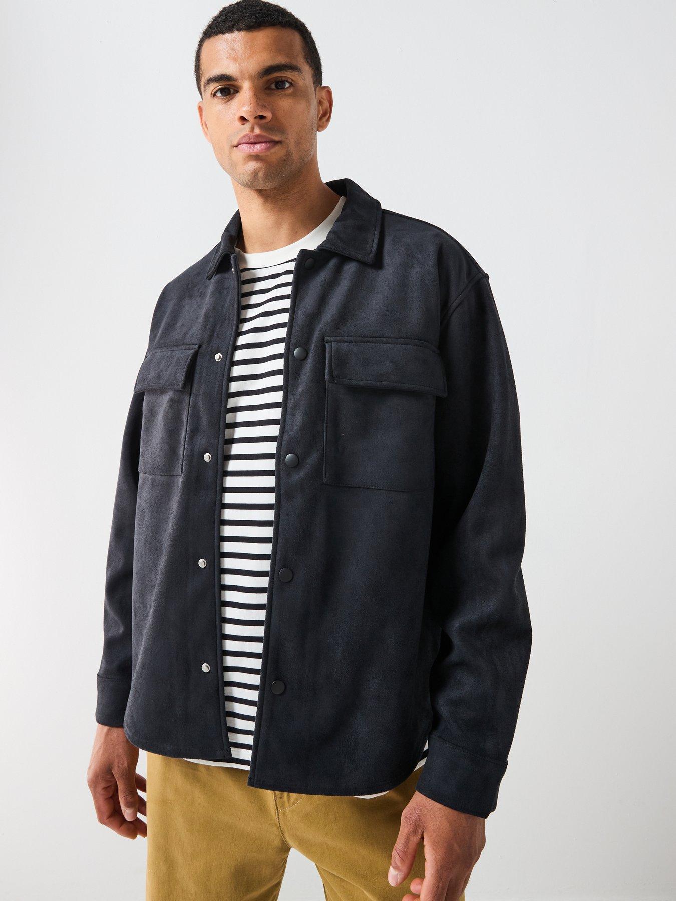 Image 1 of 6 of ONLY & SONS Suede Shacket - Black