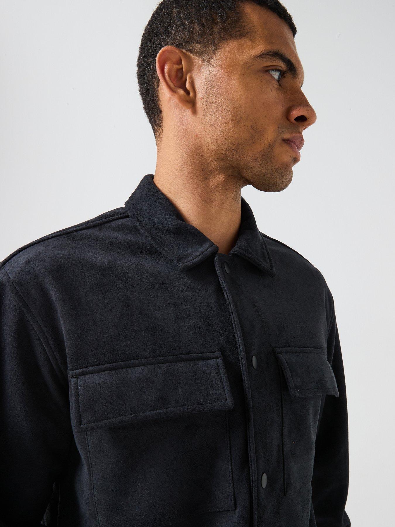 Image 4 of 6 of ONLY & SONS Suede Shacket - Black