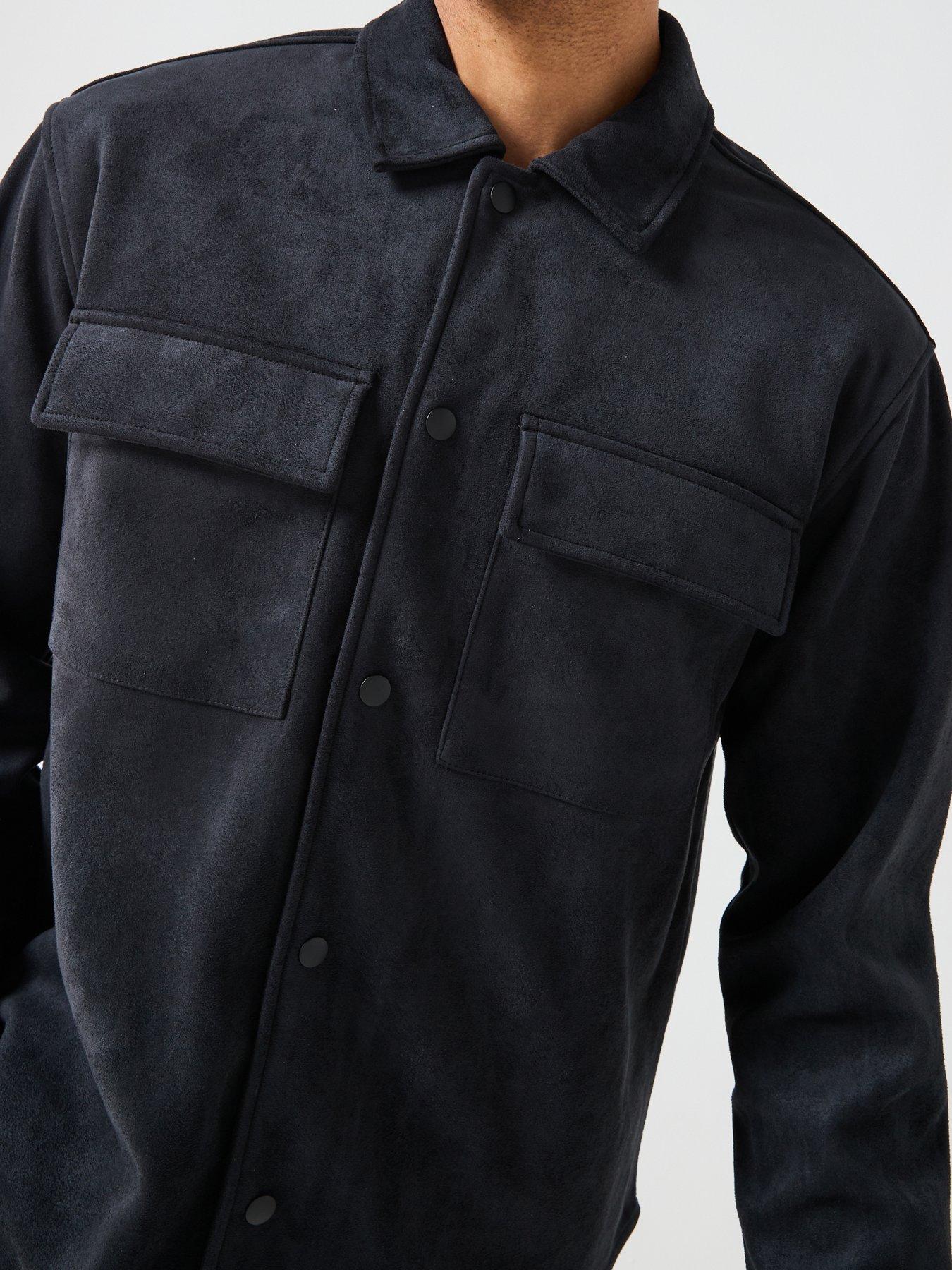 Image 6 of 6 of ONLY & SONS Suede Shacket - Black
