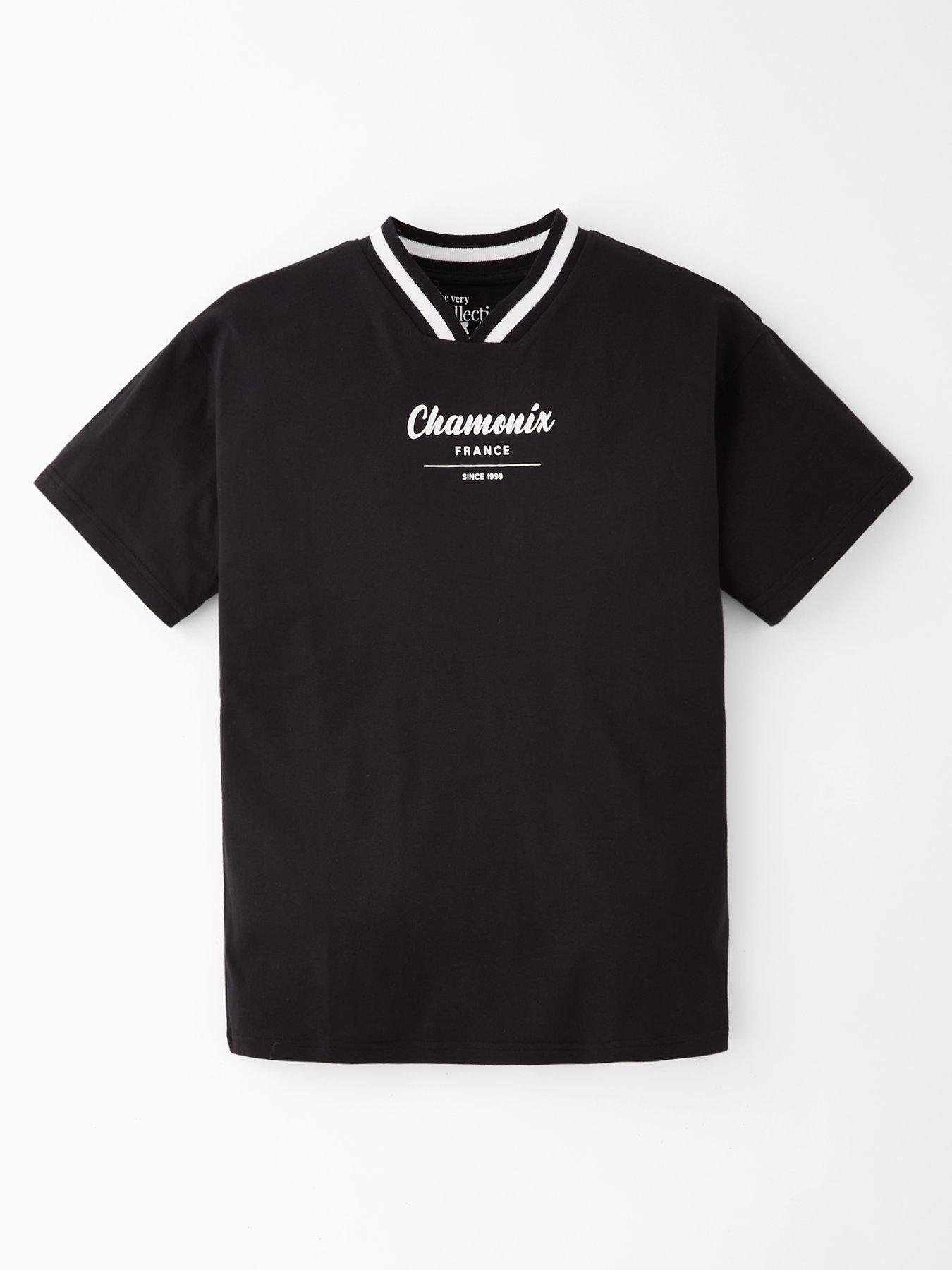 front image of the-very-collection-tipped-rib-open-neck-single-tee-black