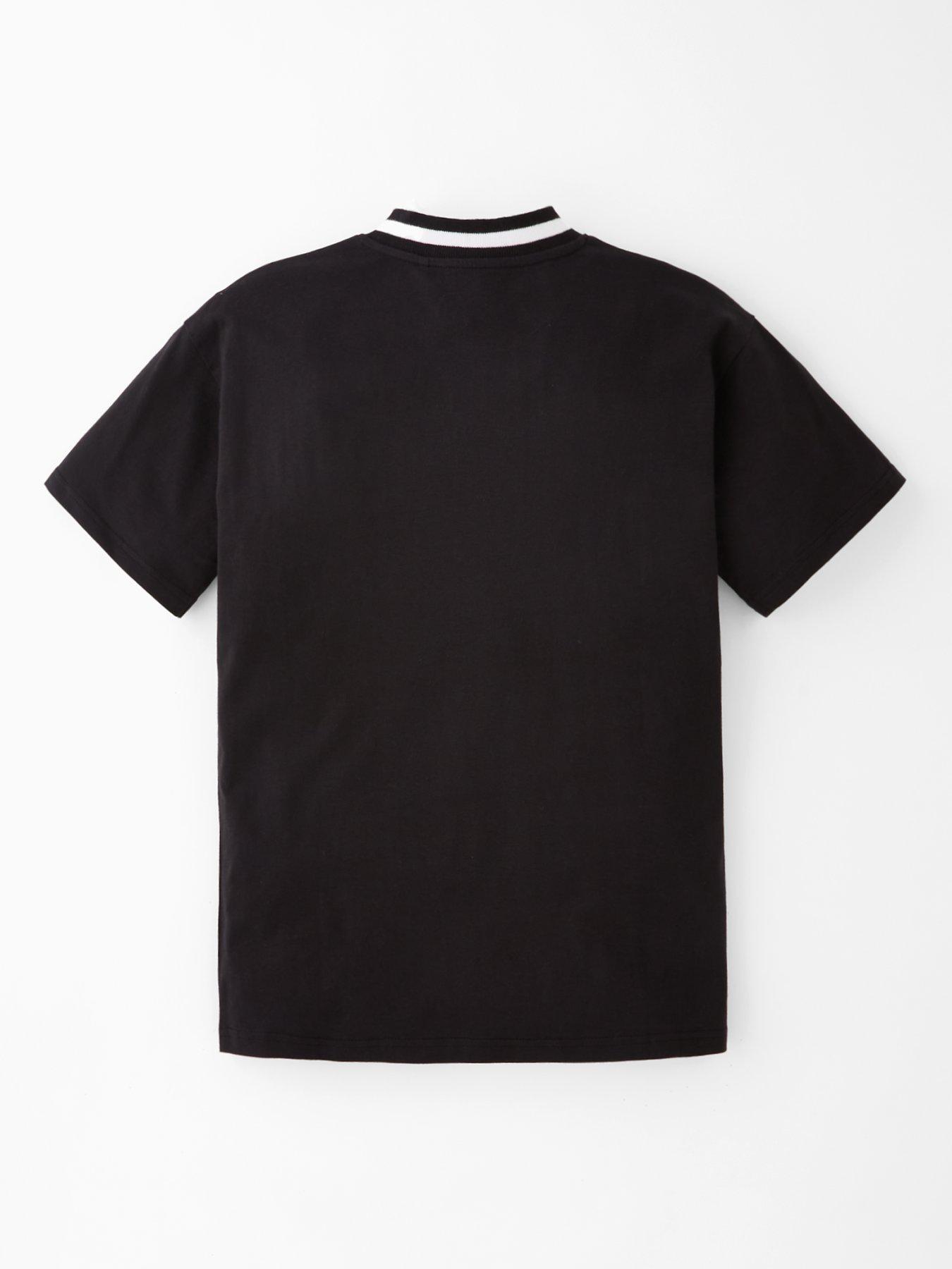 back image of the-very-collection-tipped-rib-open-neck-single-tee-black