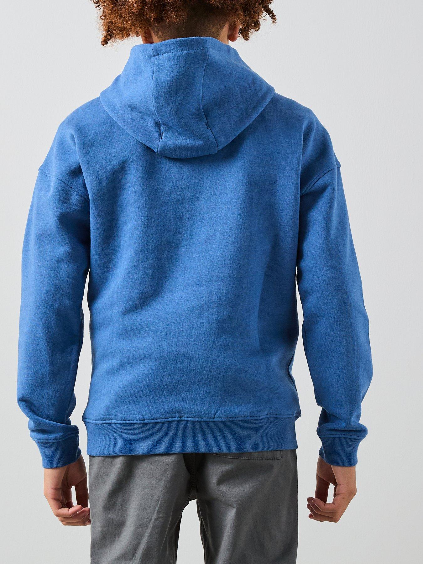 stillFront image of the-very-collection-contrast-pocket-dropped-shoulder-hoodie-blue