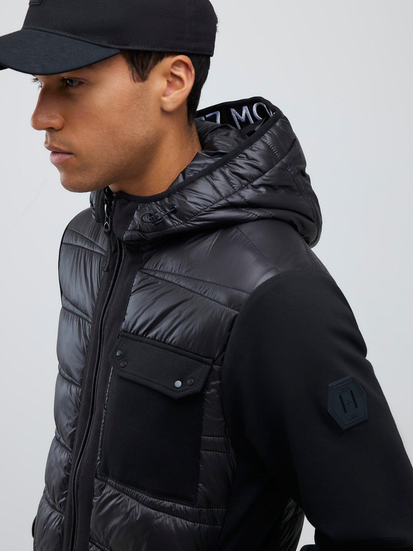 image of river-island-hooded-quilted-hybrid-jacket-black