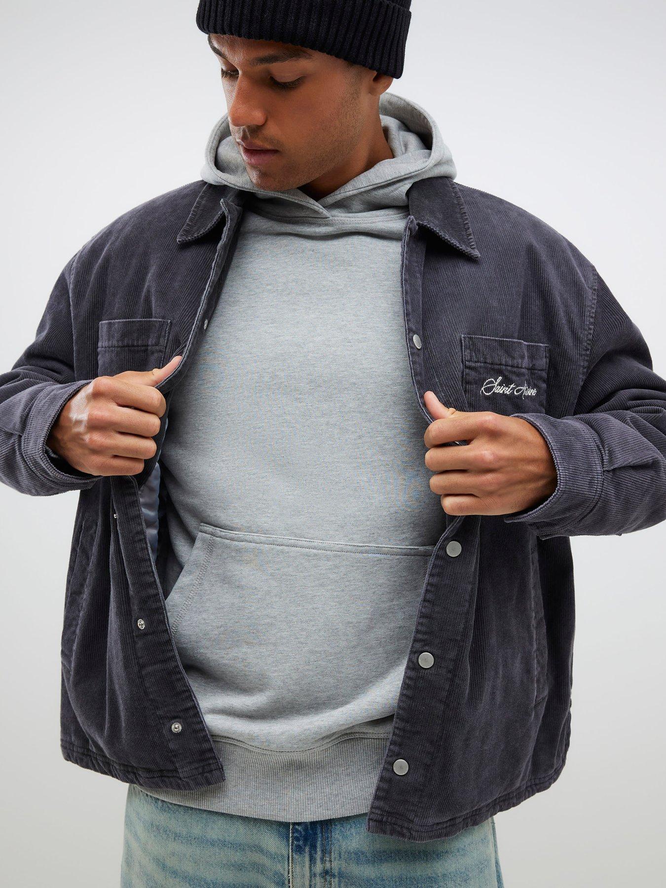 Image 2 of 4 of River Island Cord Padded Shacket - Grey