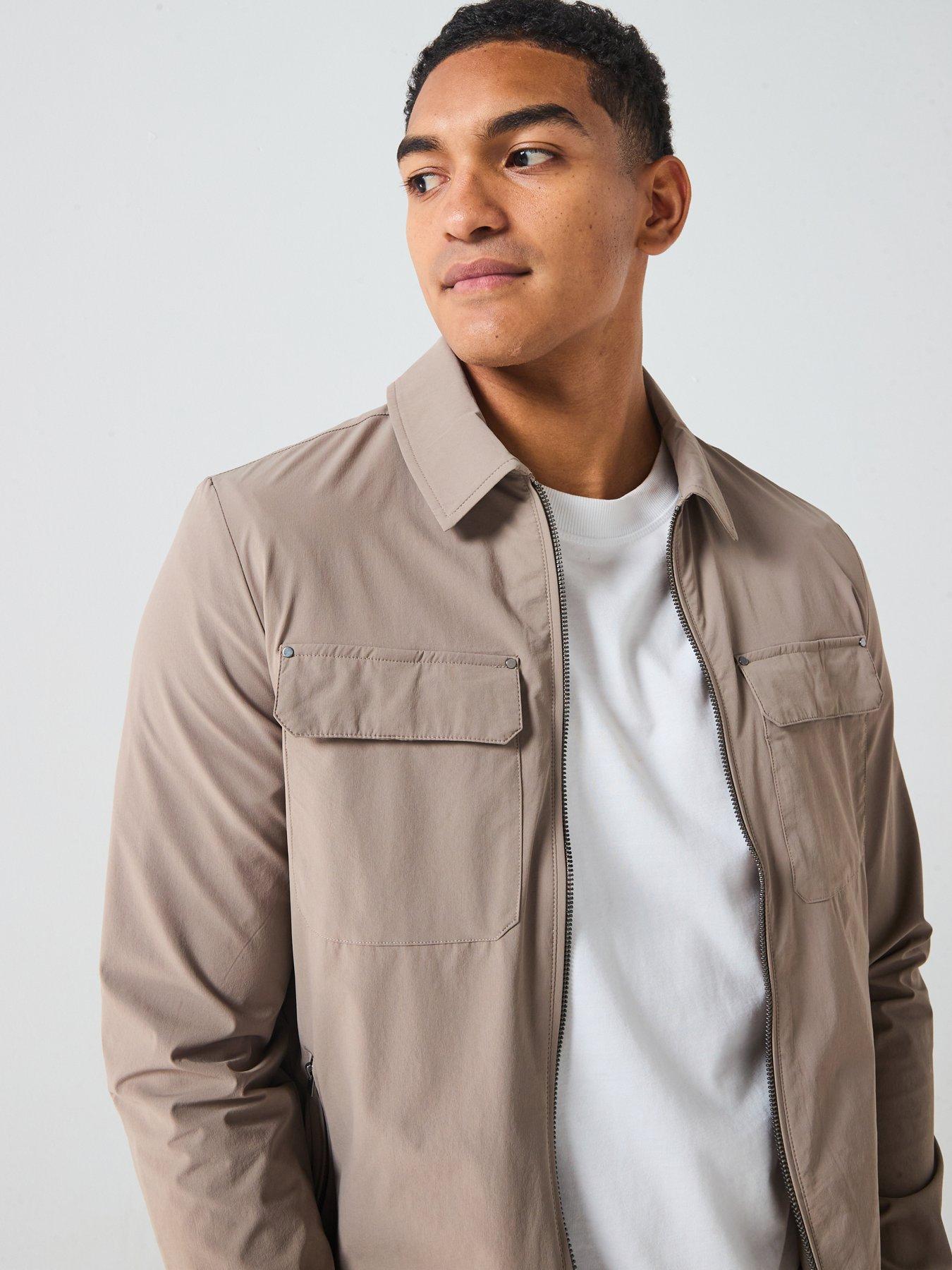 Image 5 of 6 of River Island Defined Muscle Fit Shacket - Beige