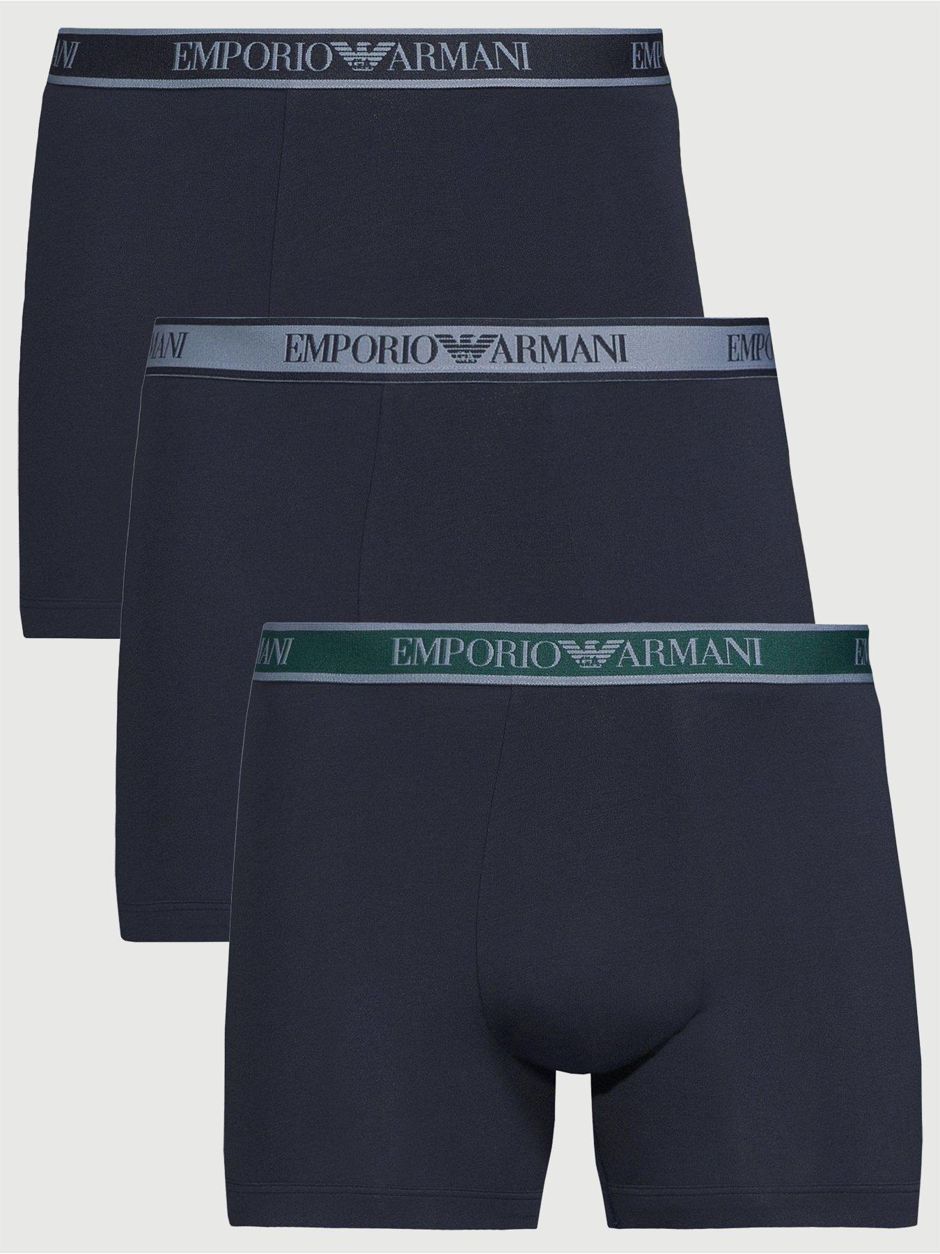 Image 1 of 3 of Emporio Armani Bodywear 3 Pack Boxer Shorts - Dark Blue