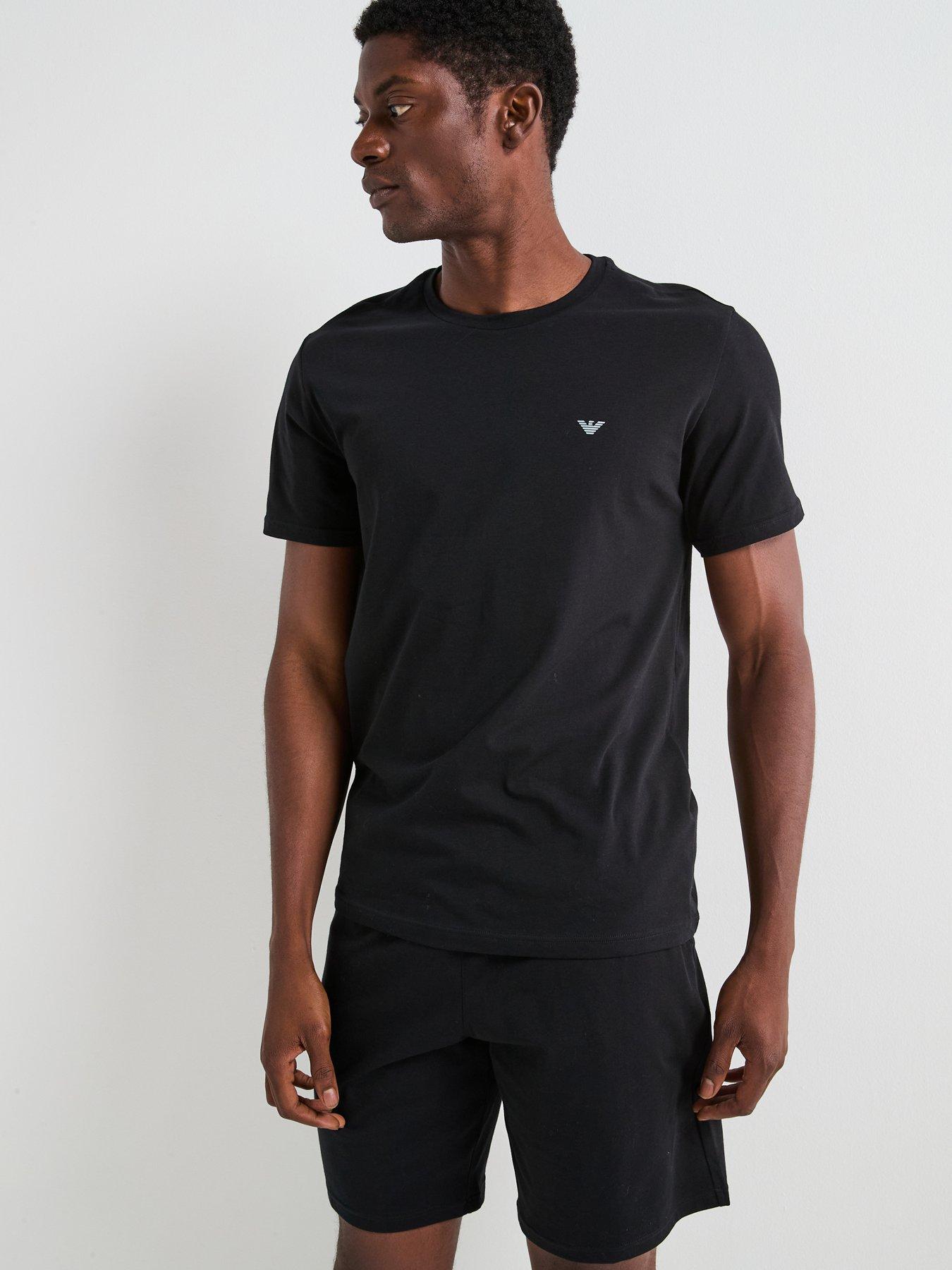 front image of emporio-armani-bodywear-endurance-shortie-pyjama-set-black