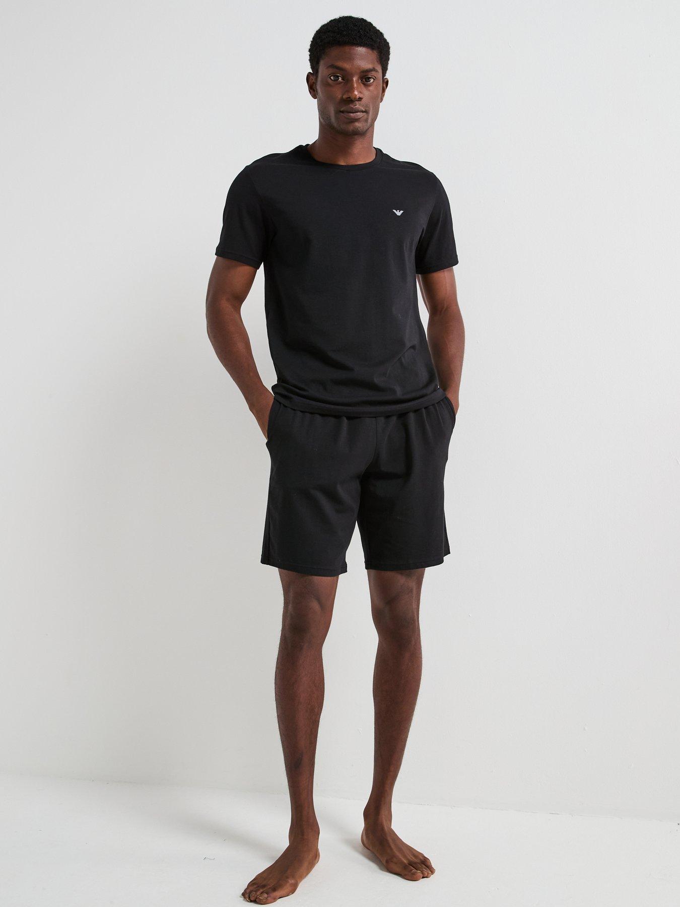  image of emporio-armani-bodywear-endurance-shortie-pyjama-set-black
