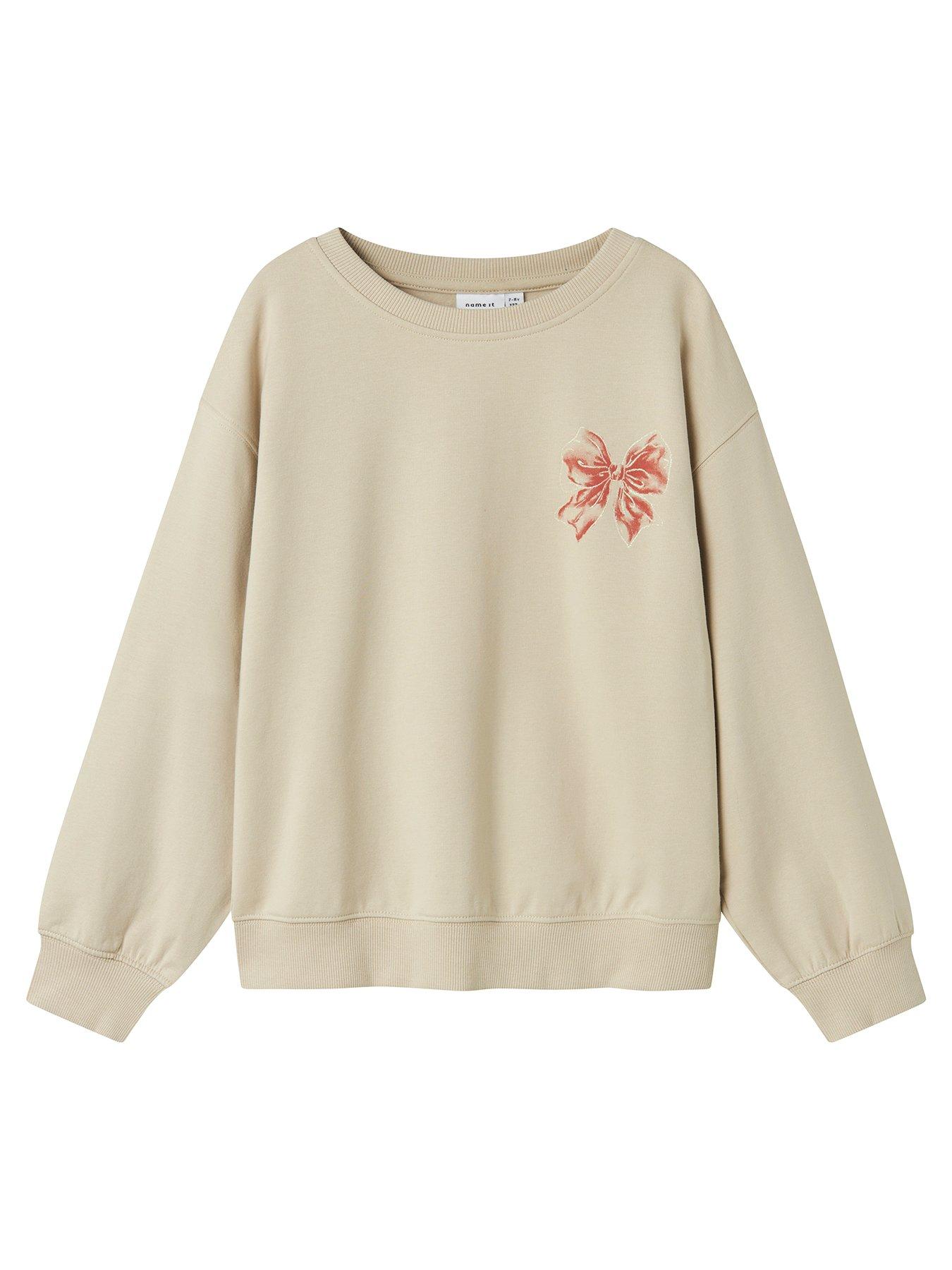stillFront image of name-it-girls-christmas-back-print-sweat-beige