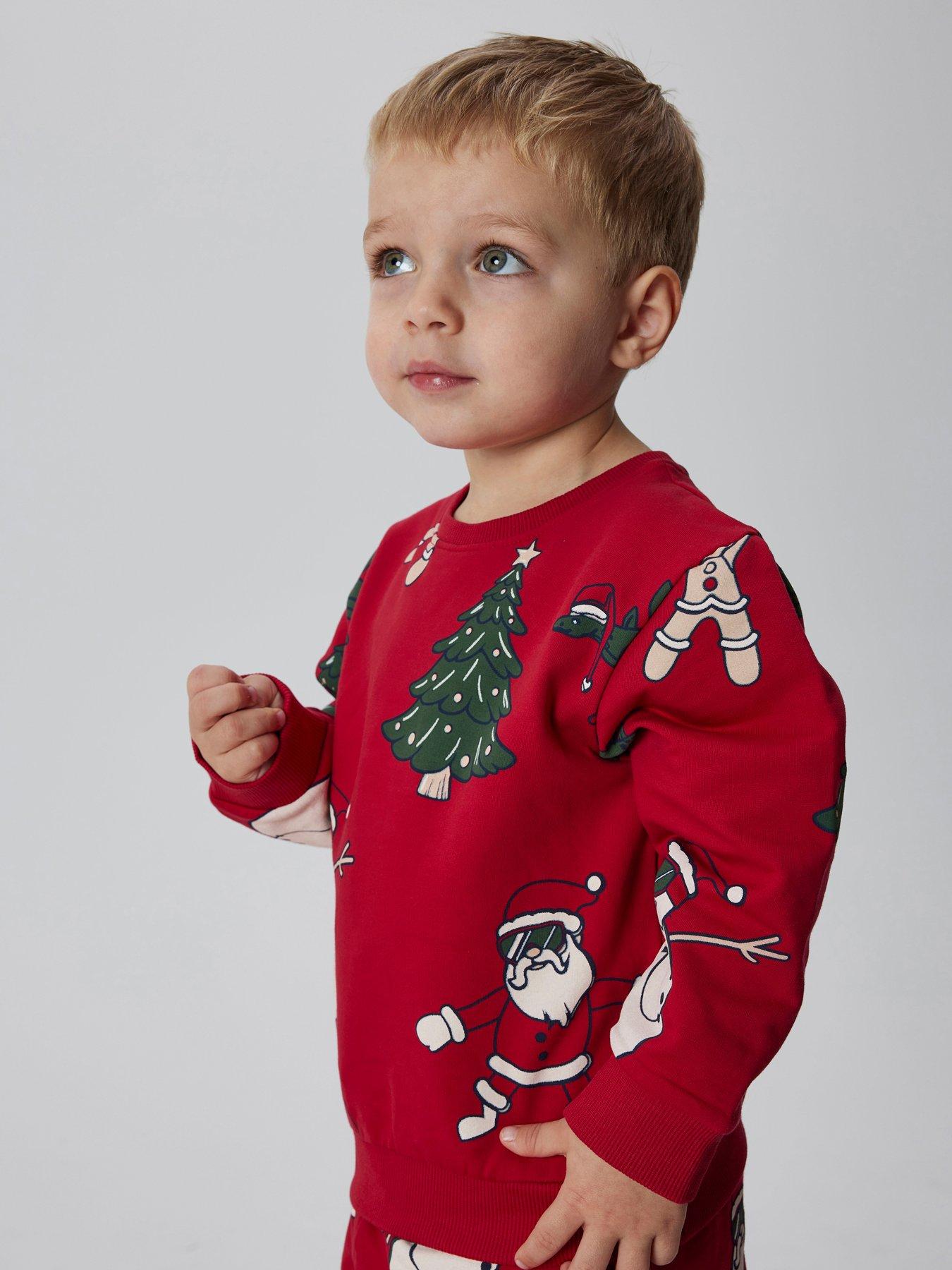 Name It Mini Boys Christmas Print Sweat - Red