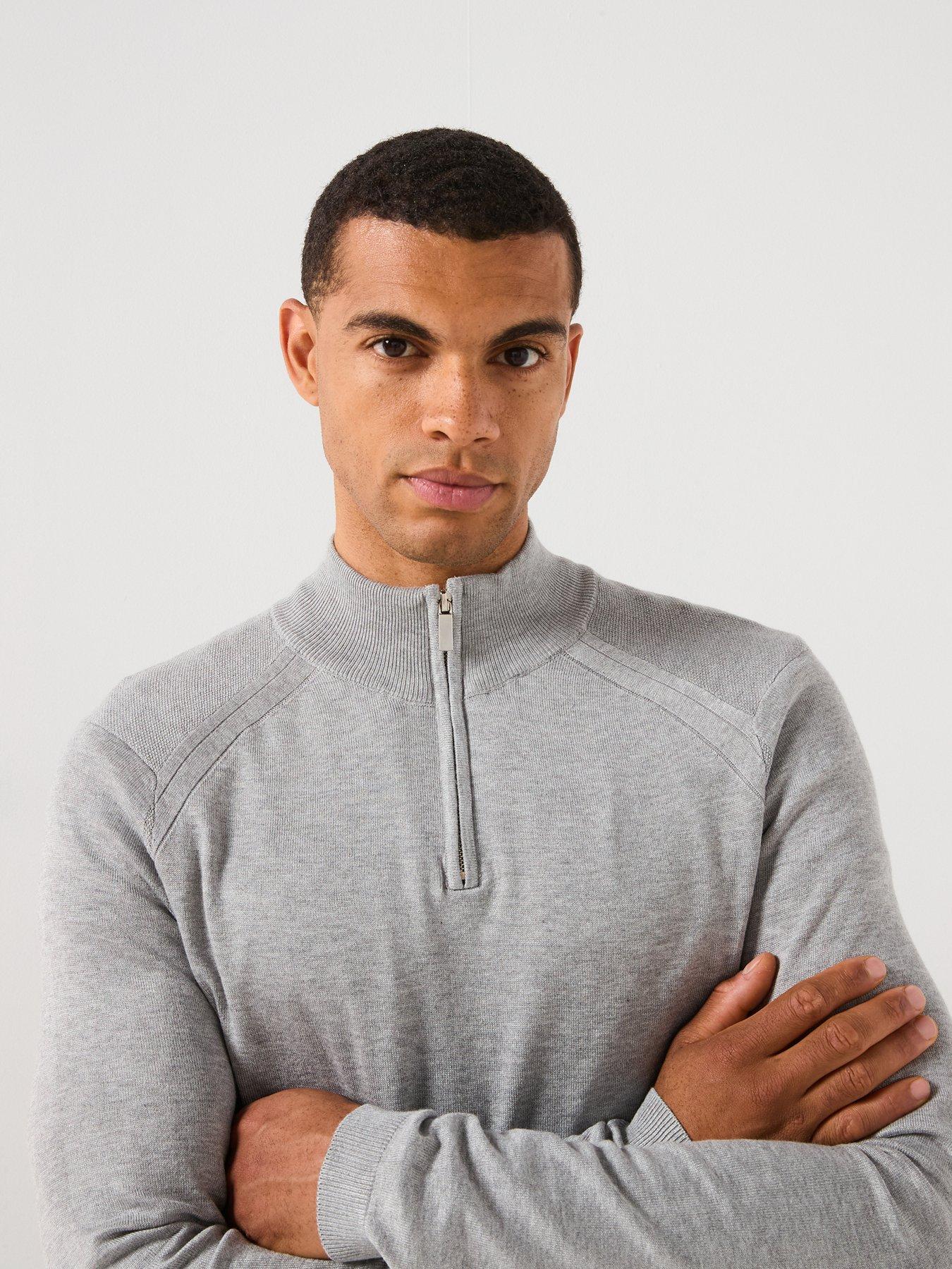 Image 4 of 6 of River Island Smart Viscose Half Zip Knitted Jumper - Grey