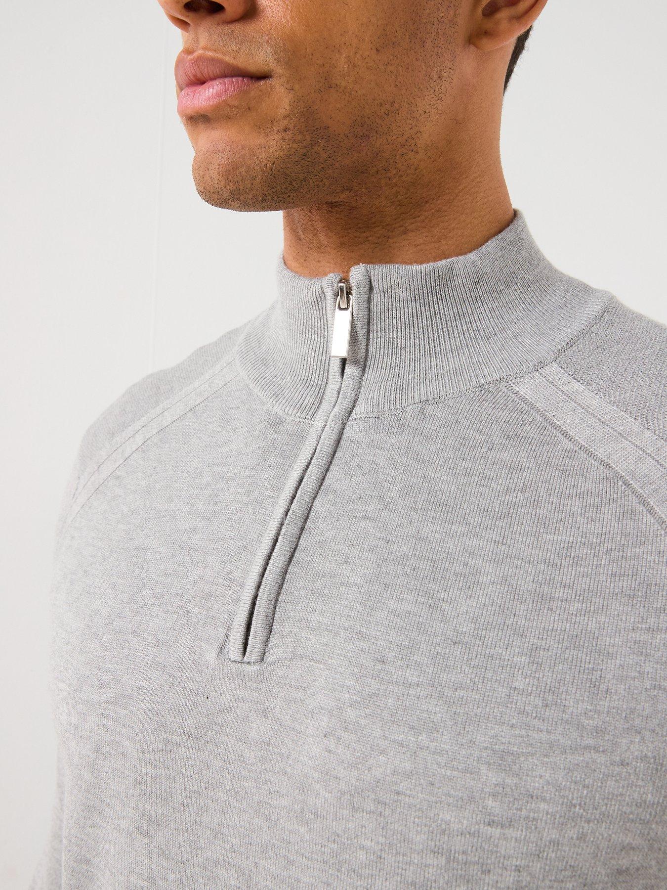 Image 5 of 6 of River Island Smart Viscose Half Zip Knitted Jumper - Grey