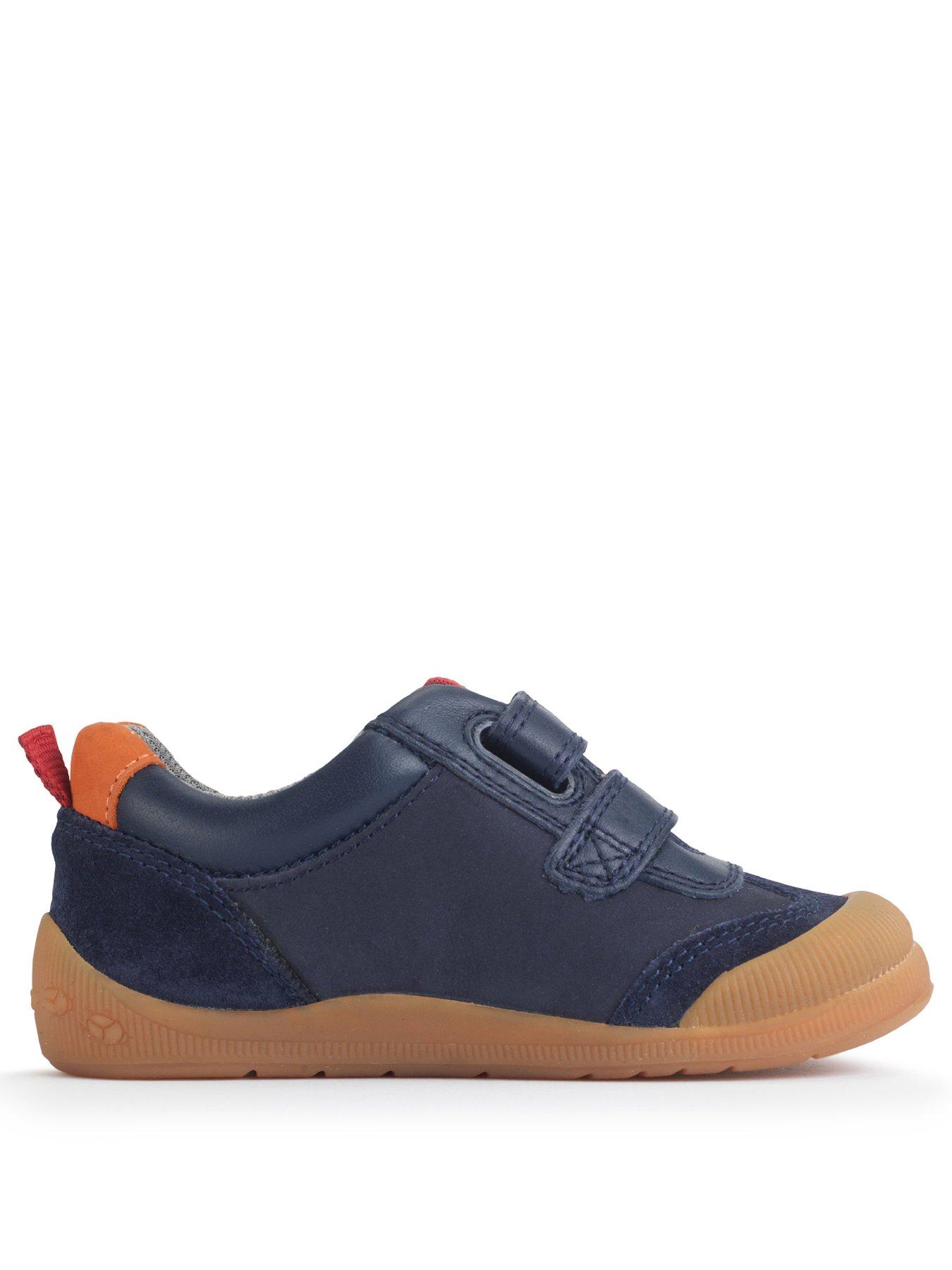 Image 2 of 6 of Start-rite Tickle Star Navy Leather Boys Double Rip Tape Casual Pre-school Trainers