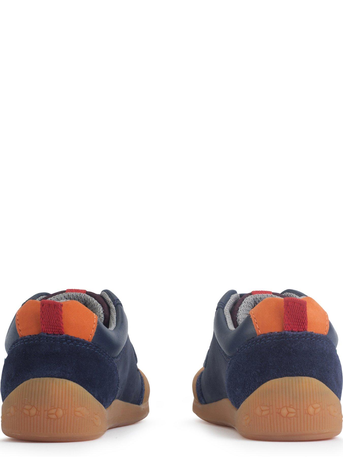 Image 4 of 6 of Start-rite Tickle Star Navy Leather Boys Double Rip Tape Casual Pre-school Trainers