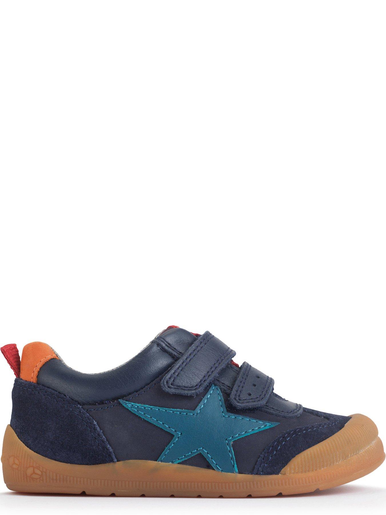 Image 5 of 6 of Start-rite Tickle Star Navy Leather Boys Double Rip Tape Casual Pre-school Trainers