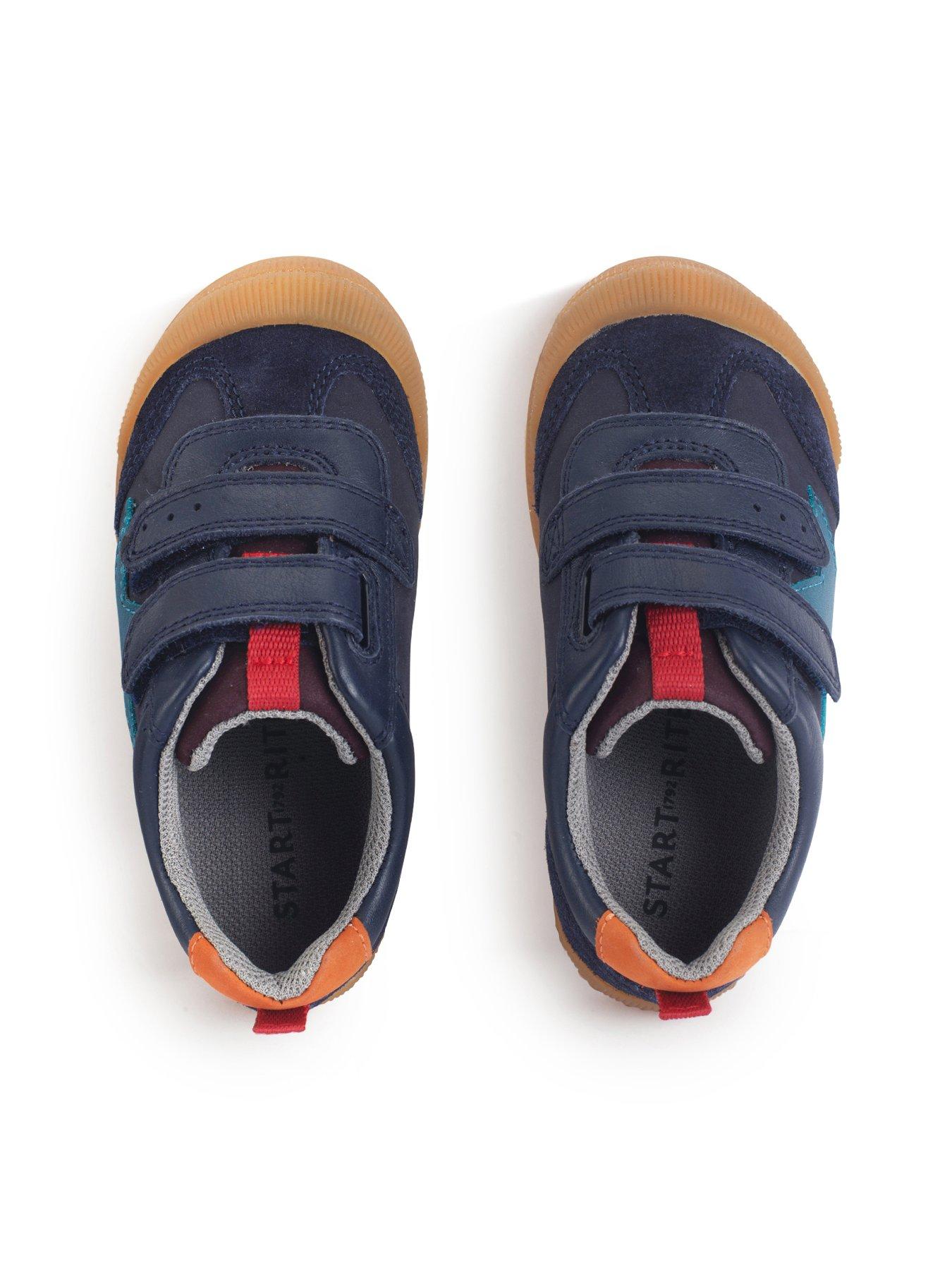 Image 6 of 6 of Start-rite Tickle Star Navy Leather Boys Double Rip Tape Casual Pre-school Trainers