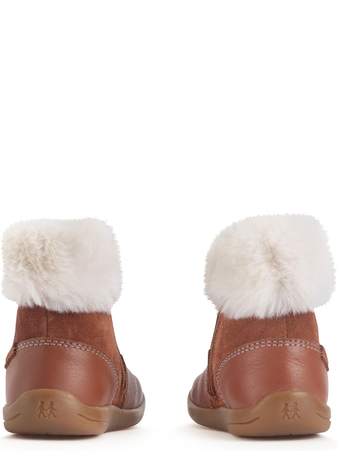  image of start-rite-flurry-girls-tan-leather-faux-fur-first-ankle-boots