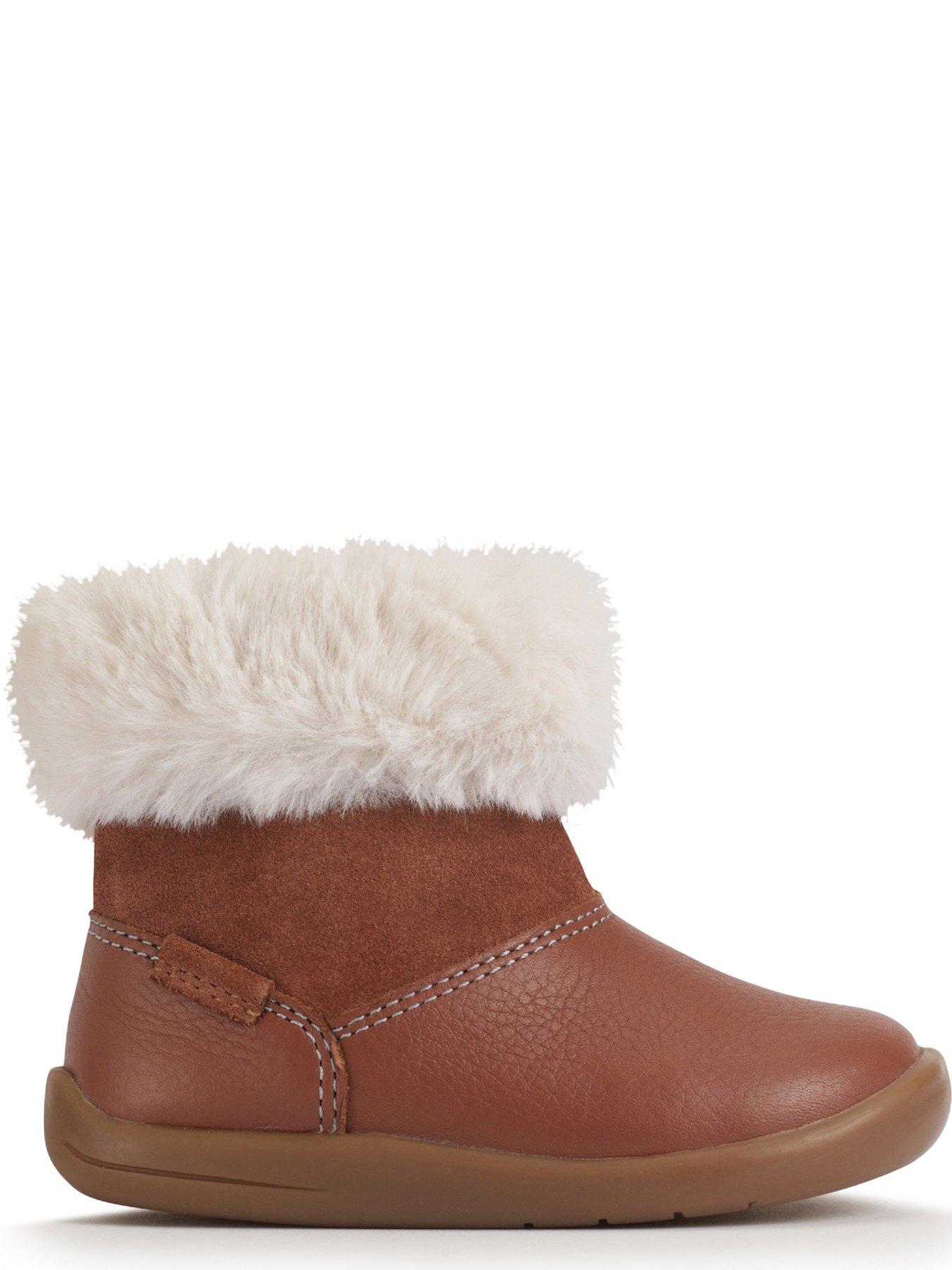  image of start-rite-flurry-girls-tan-leather-faux-fur-first-ankle-boots