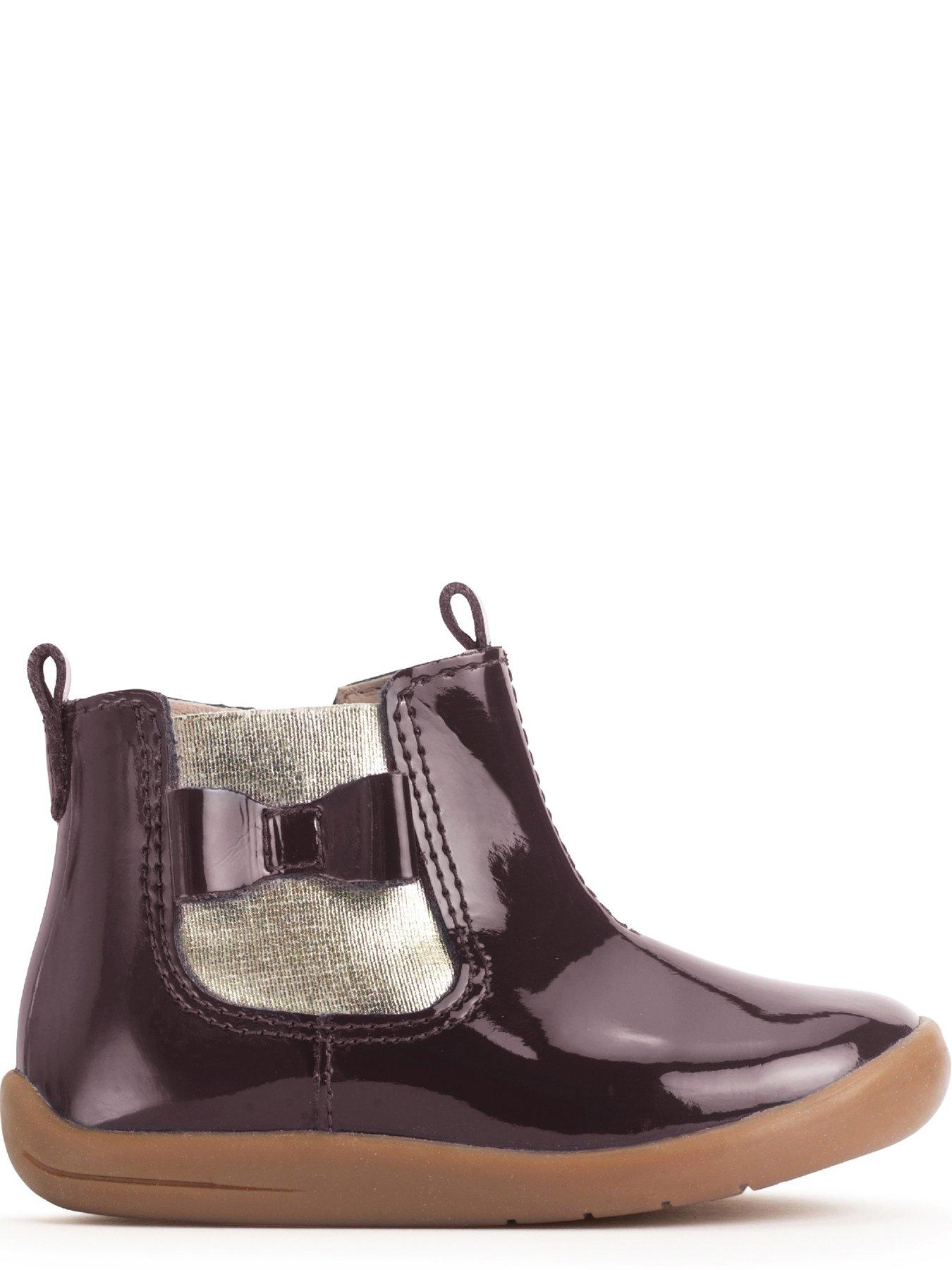  image of start-rite-wonderland-baby-girls-burgundy-patent-bow-ankle-chelsea-boots