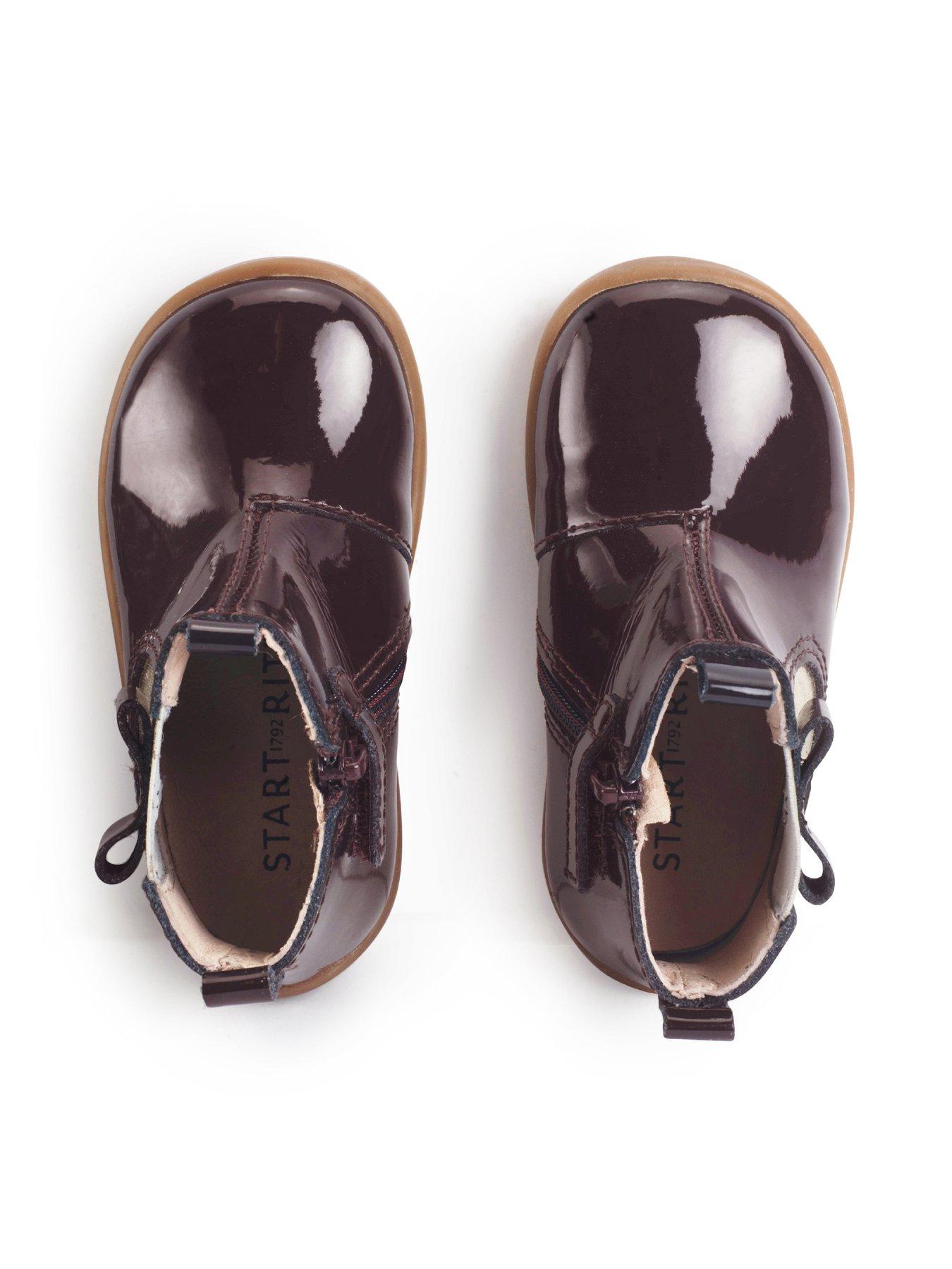  image of start-rite-wonderland-baby-girls-burgundy-patent-bow-ankle-chelsea-boots