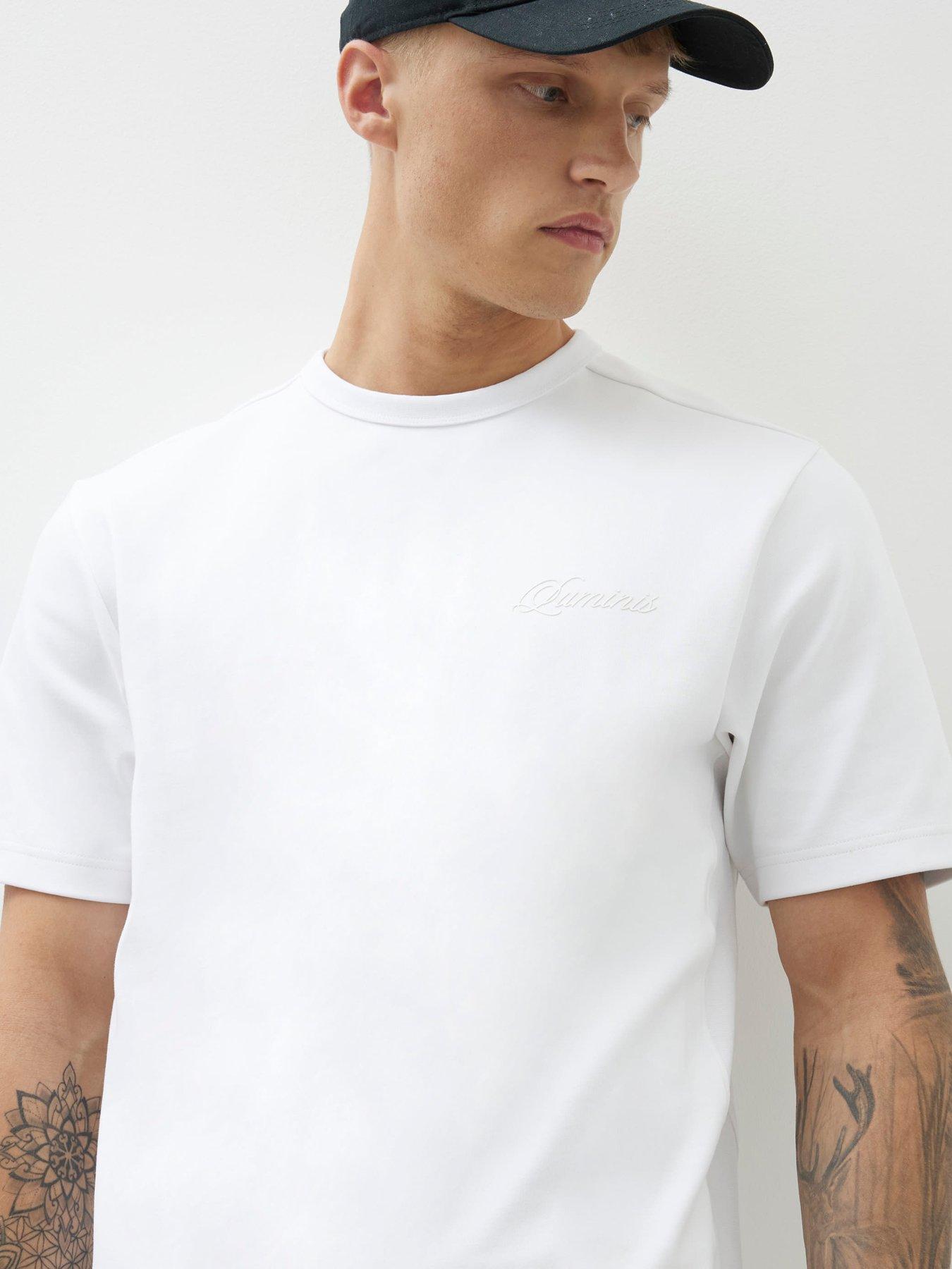 Image 4 of 4 of River Island Luminis Script Interlock T-Shirt - White